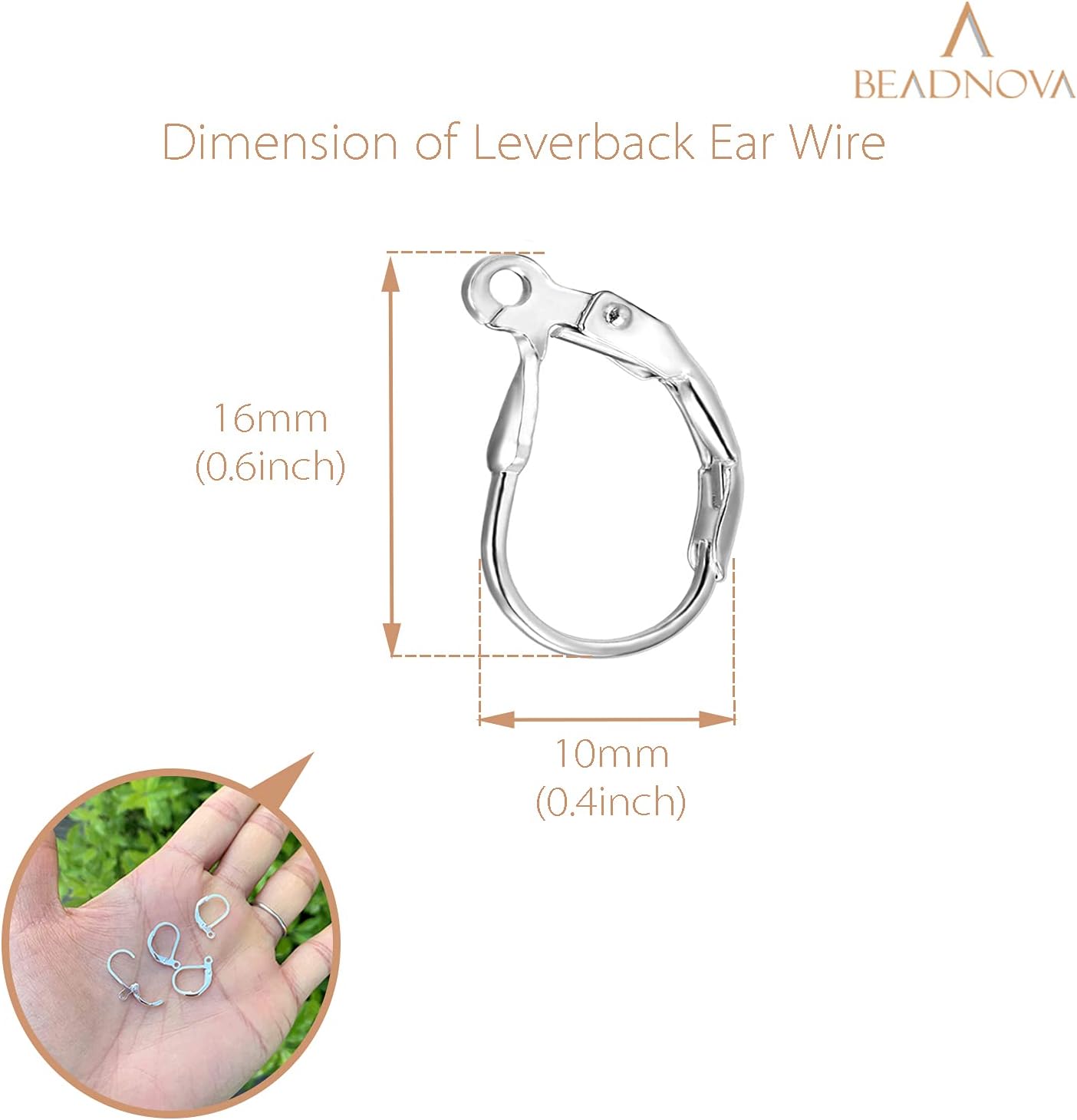 925 Sterling Silver Leverback Earring Hooks 8pcs French Ear Wire Lever Back Earwire for Jewelry Making Crafting