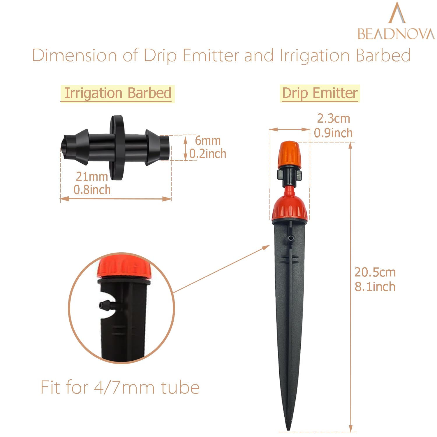 Irrigation Drippers 30pcs Drip Emitters for 1/4 Inch with Straight Coupling 360 Degree Micro Sprinkler Adjustable Drip Irrigation Heads Drippers for Garden Patio Lawn