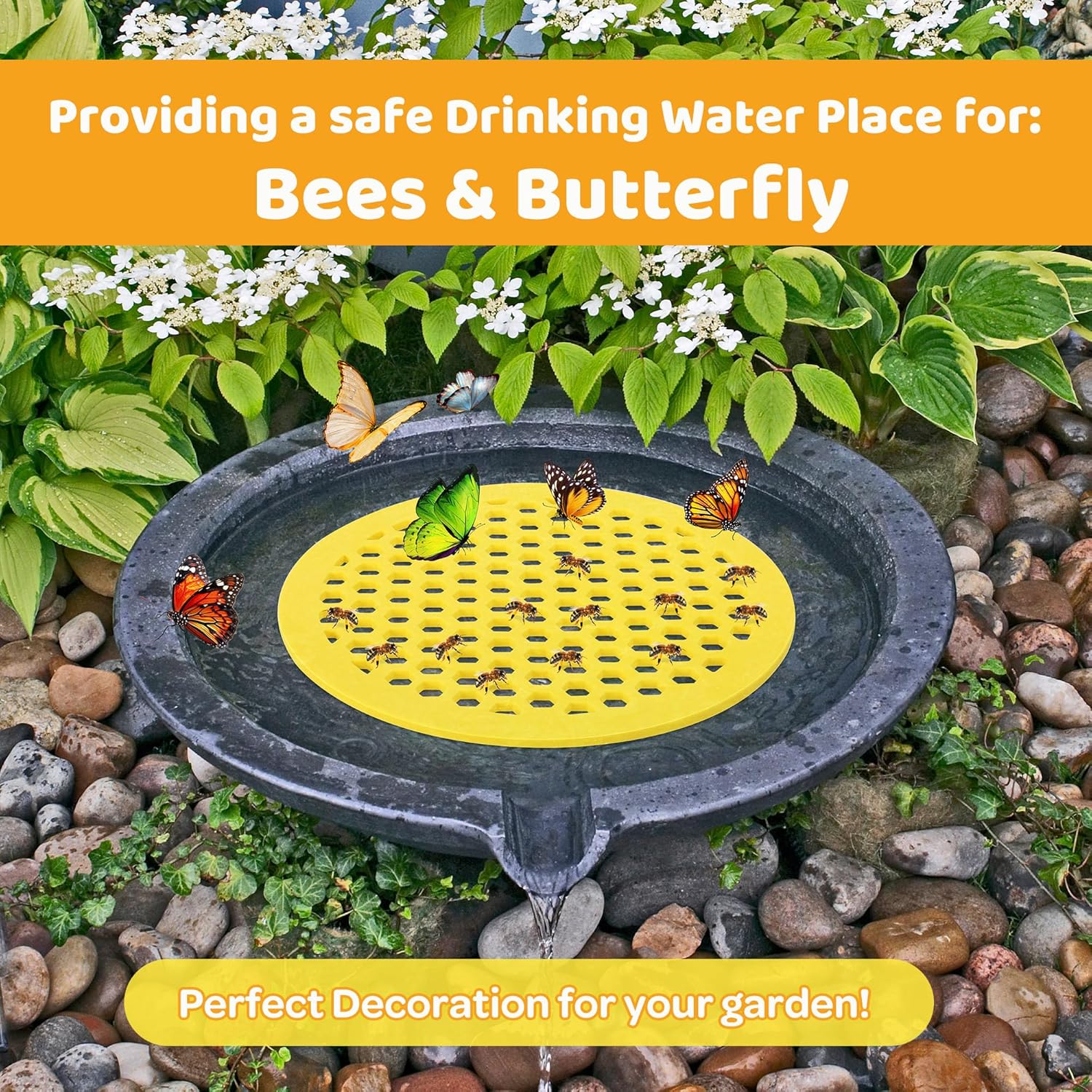 4 Pack Floating Bee Island- 7.87 Inch EVA Foam Floating Bee Watering Station- Butterfly Bee Waterer for Feeding, Bee Bath, Outdoor Garden Decor