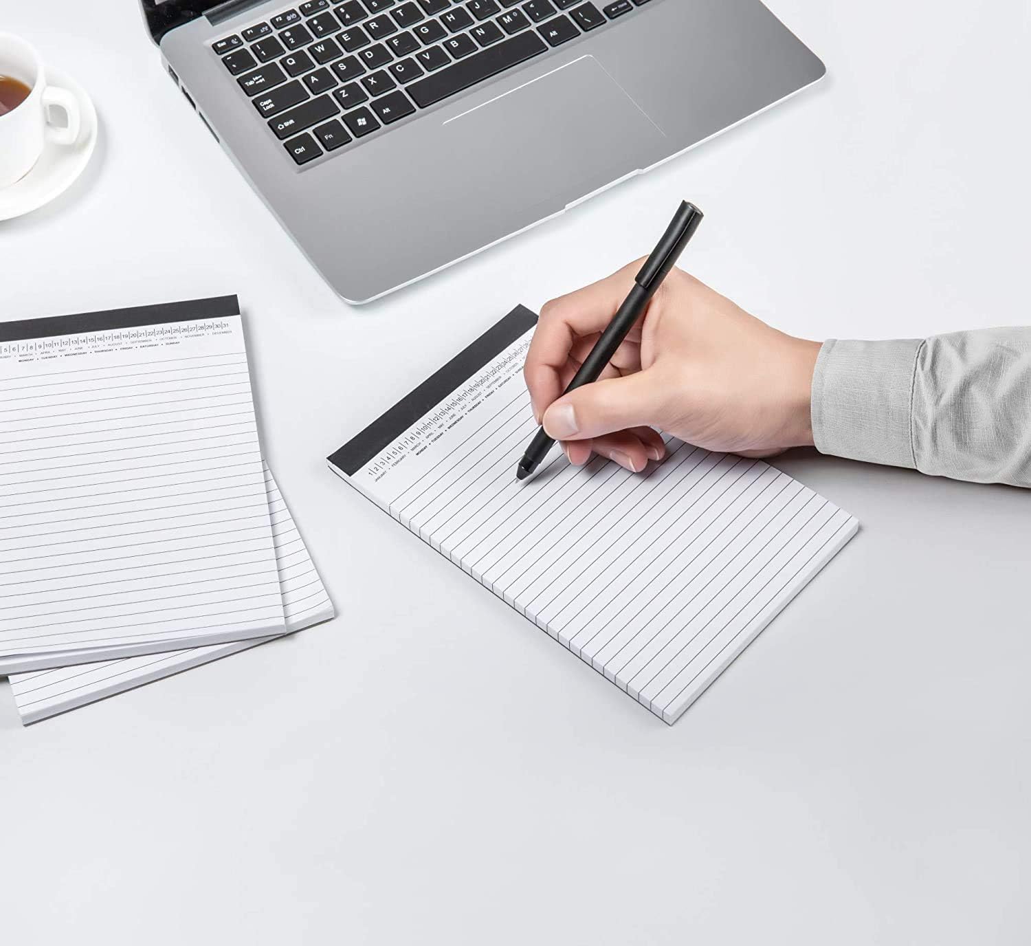 Small Legal Pads 5-3/4"x 8-1/2" Notepad with Date on Top, 50 Sheets, 6 Pack, White Lined Paper Mini Memo Pads, College Ruled Writing Pads for Office School