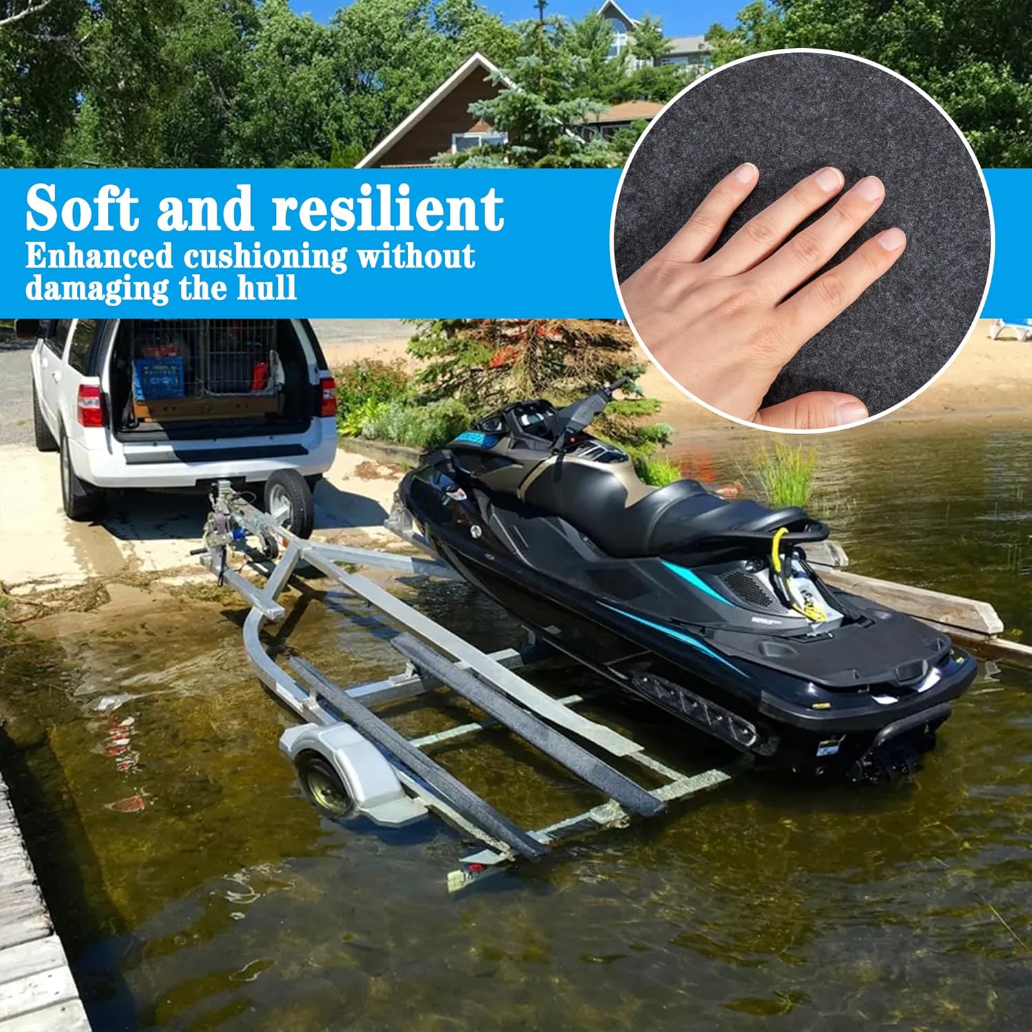 Boat Trailer Bunk Carpet - Marine Trailer Bunk Carpet - Trailer Boat Bunk Padding for Outdoor Boat Trailer Jet Ski Ramp Garage Dock