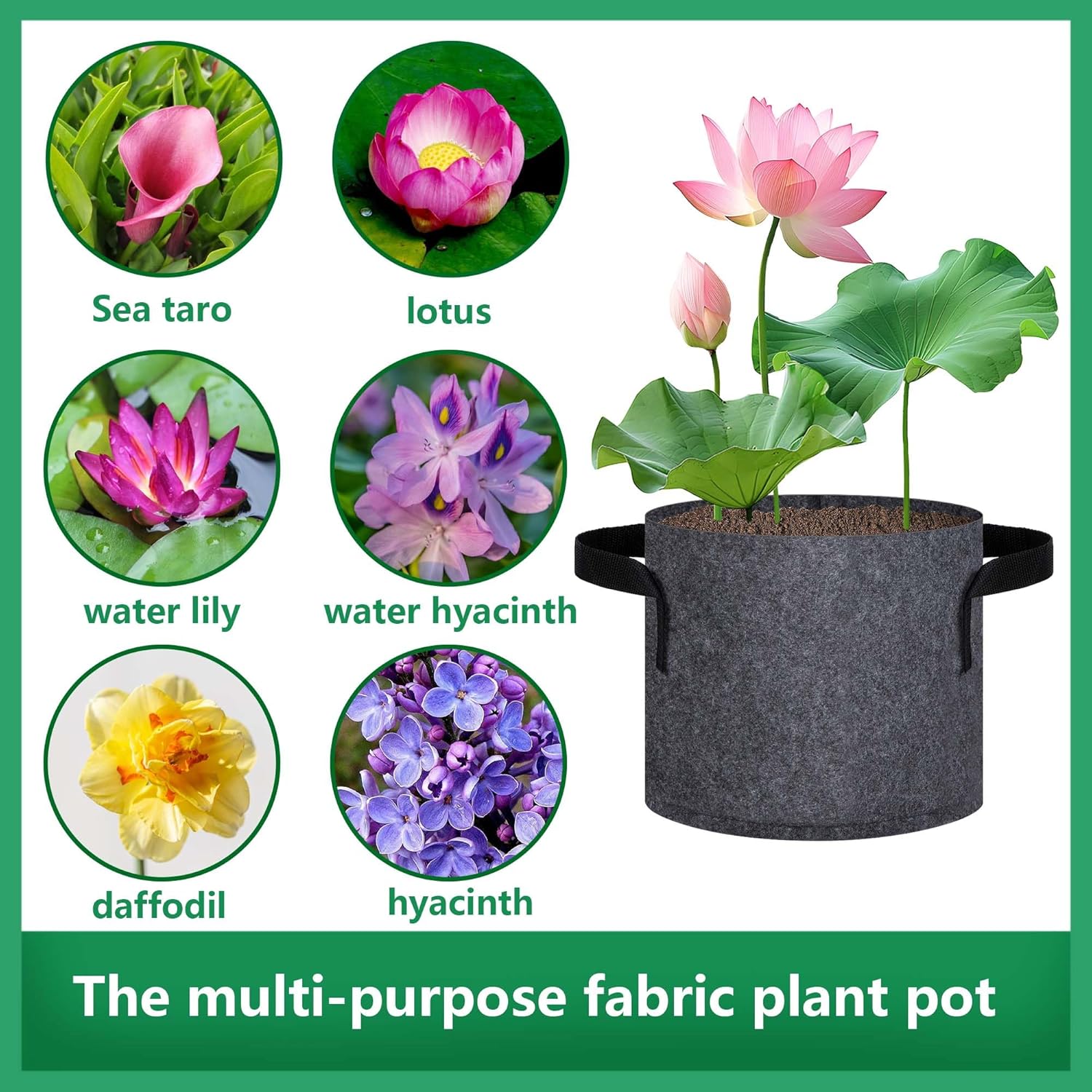 12 Pack Aquatic Plant Pots for Pond, Reusable Fabric Aquatic Plant Pots, Breathable Pond Plant Basket Grow Bags with Handles for Aquatic Plants, Bog Plant, Water Lily, Lotus, Flower 1 Gallon