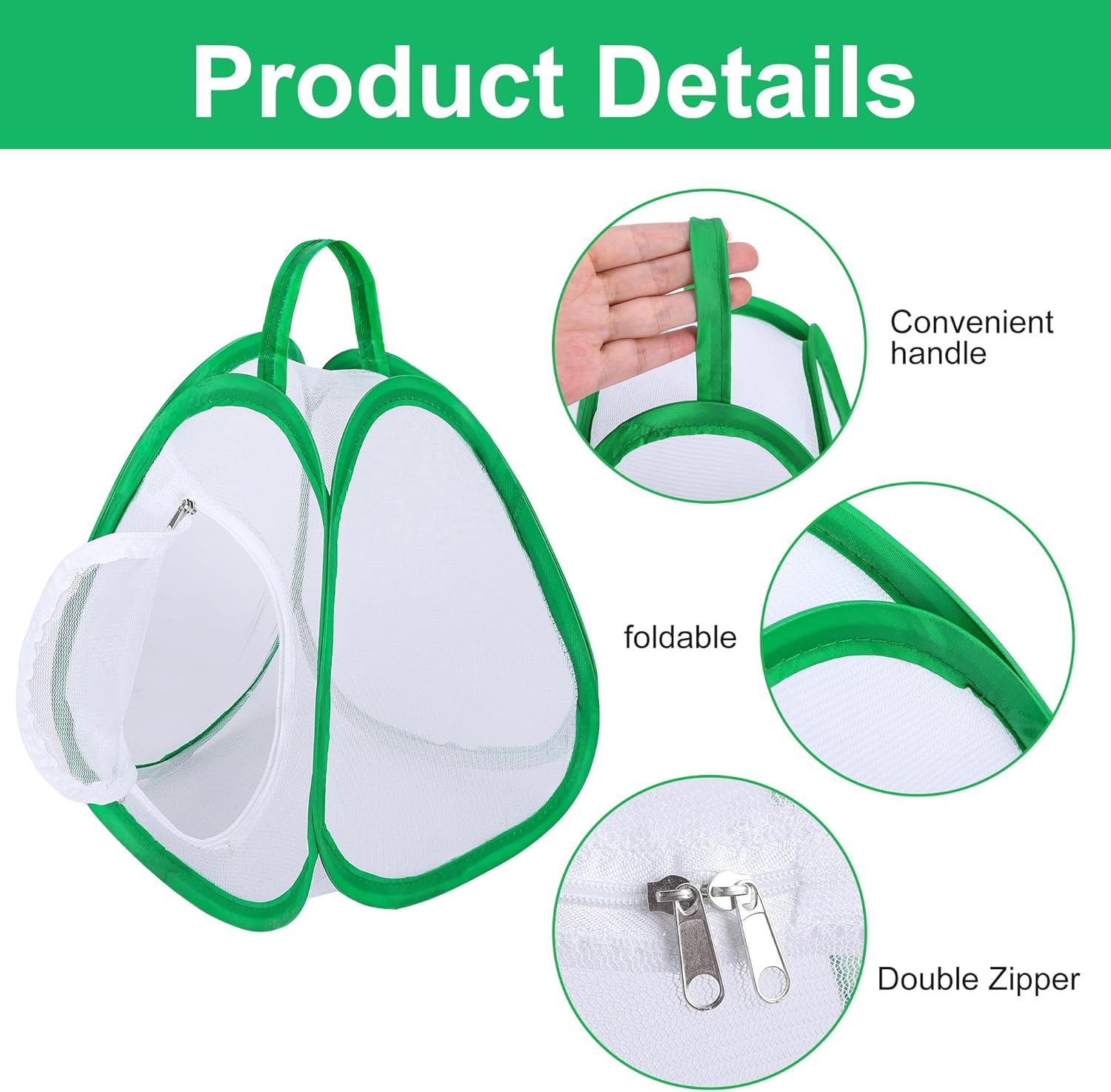 2 Pcs Mini Butterfly Habitat Cage- 10 x 8.8 x 8 Inch Collapsible Insect Mesh Cage- Portable Butterfly Net Habitat with Zipper for Transporting and Raising