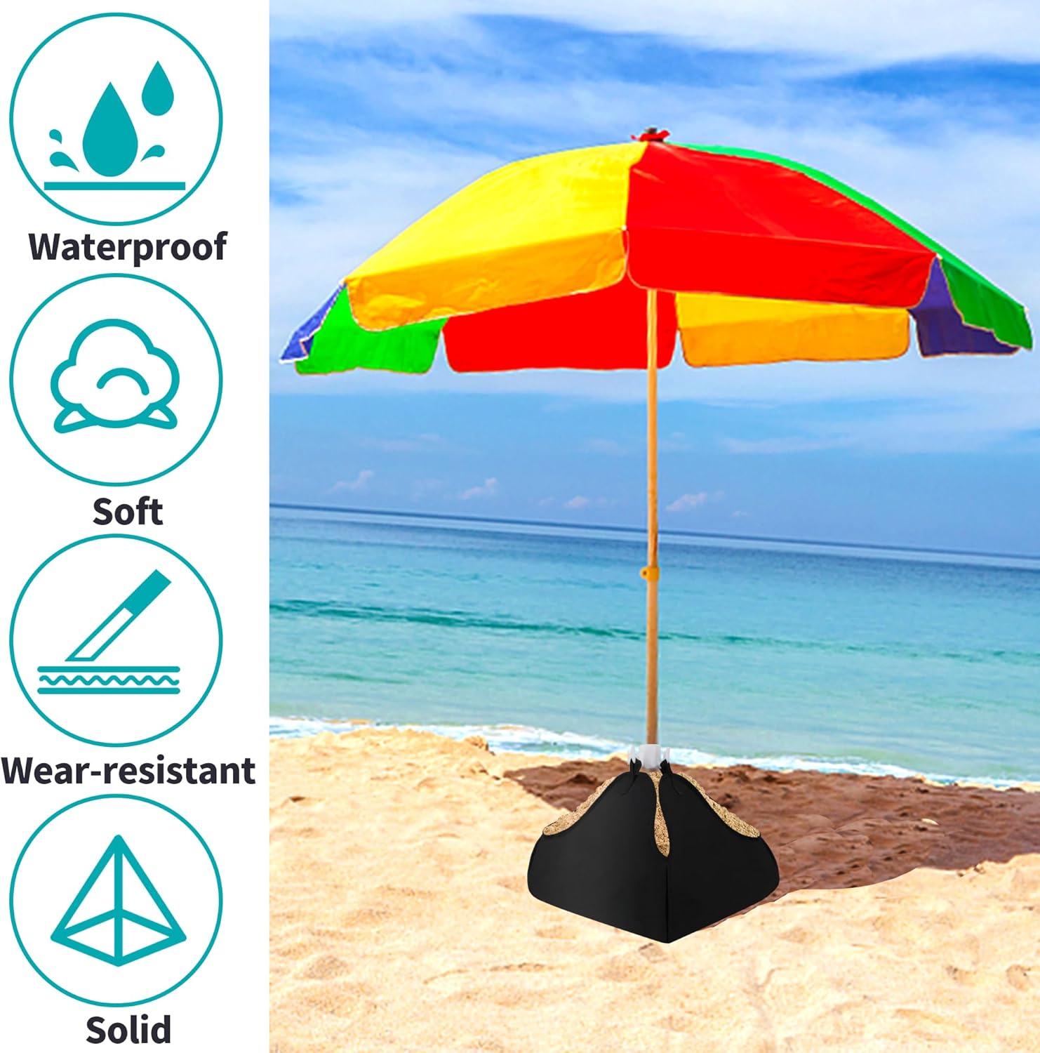 1 Set Beach Umbrella Base Weight- 600D Oxford Cloth Sun Umbrella Fillable Weights Sand Bags- Heavy Duty Beach Umbrella Stand Sand Anchor for Outdoor Patio Garden