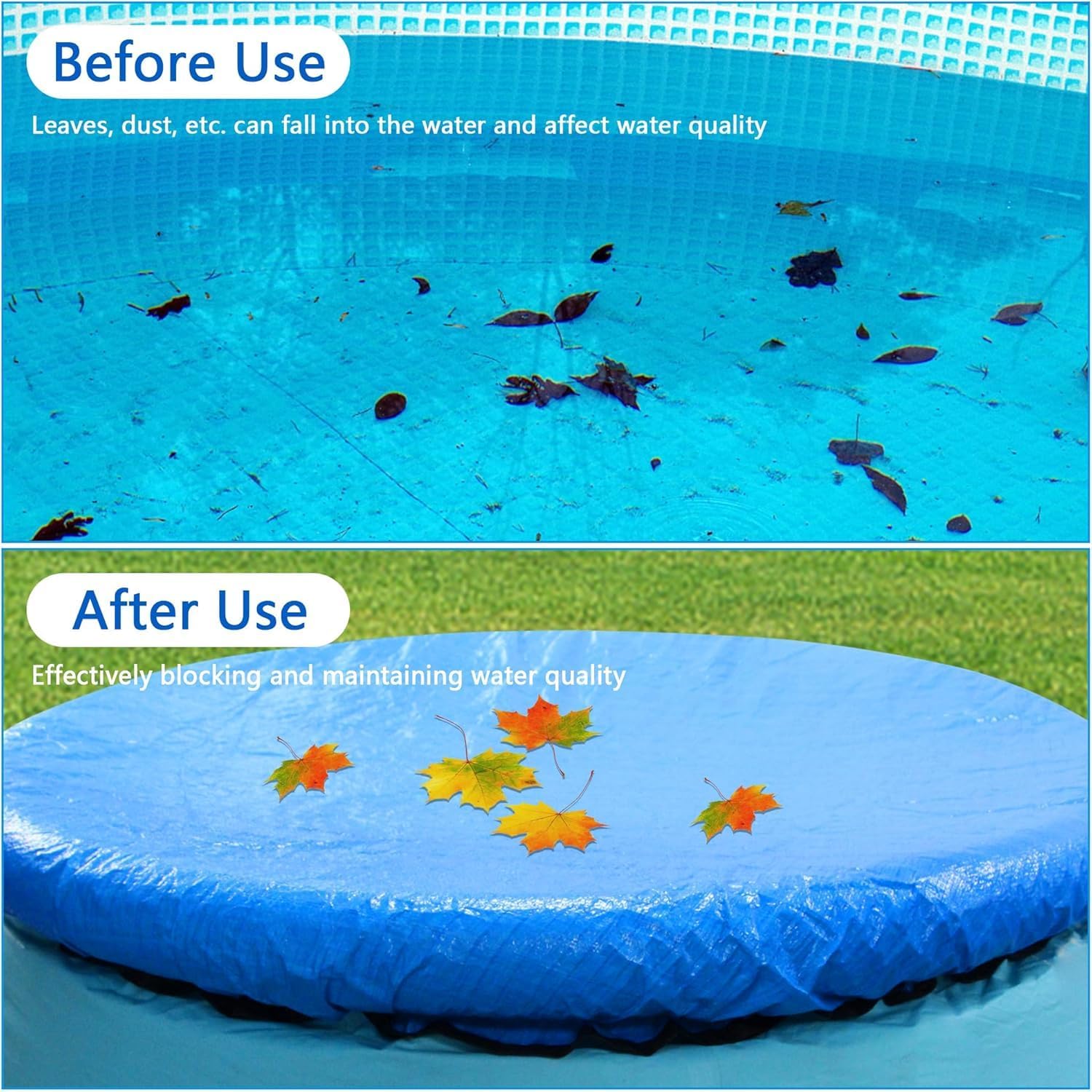 10 Ft Dust Pool Cover Protector-Solar Cover for Round Frame Pools-Pool Cover for Round Inflatable-Pool Cover Protector Heat Retaining Blanket