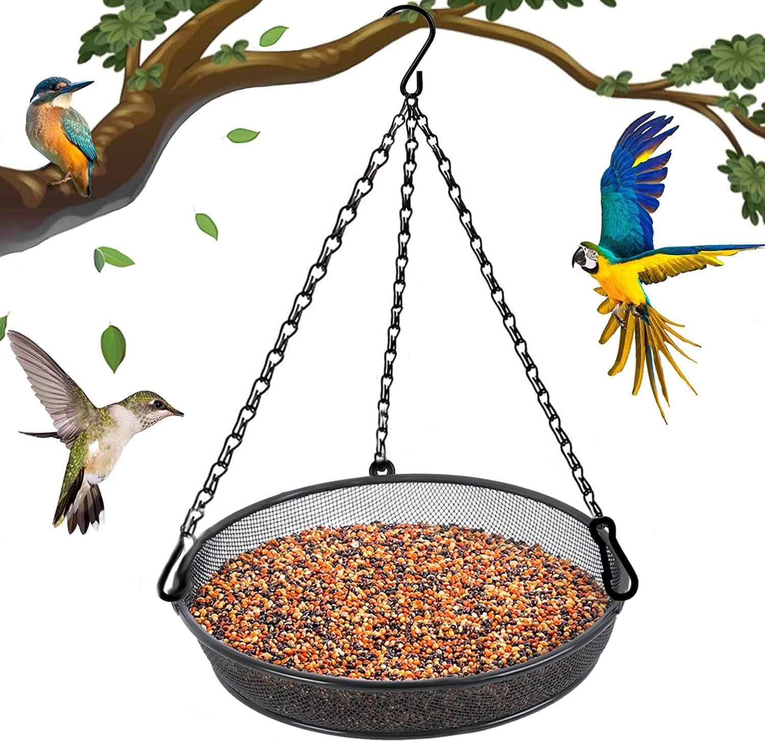 Hanging Bird Feeder, Suet Feeder Hanging Bird Feeder Hanging for Garden Yard Outside Hanging Bird Feeder Tray