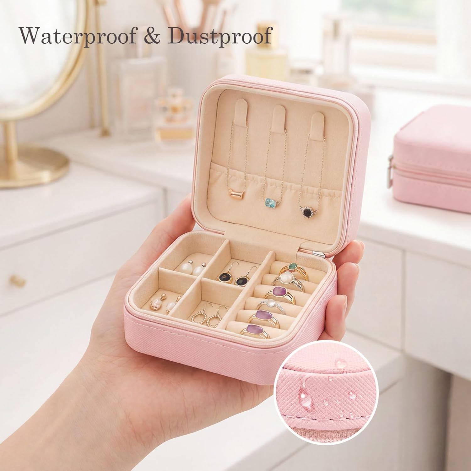 24 Pcs Travel Jewelry Box Exquisite Travel Jewelry Case Portable Jewellery Storage Holder Organizer Box Small Jewelry Organizer for Rings Earrings Necklaces Pendants Bracelets Watches