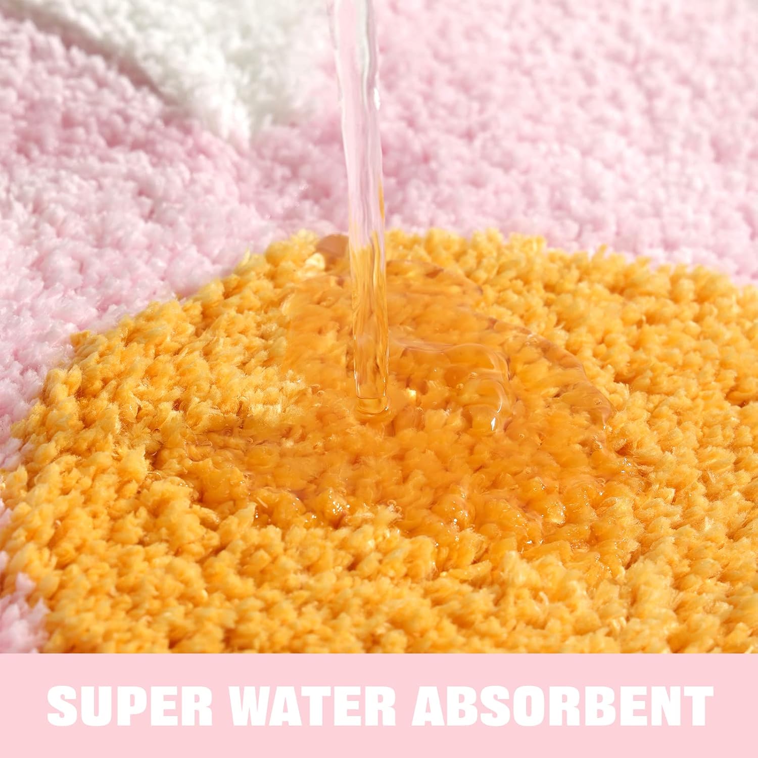 Cute Pink Flower Bath Mat, Machine Washable Bath Rug, Ultra Soft and Fluffy Bathroom Mat, Small Round Non-Slip Water Absorbent Bath Mats for Bathroom Floor, Shower Room and Bathtub