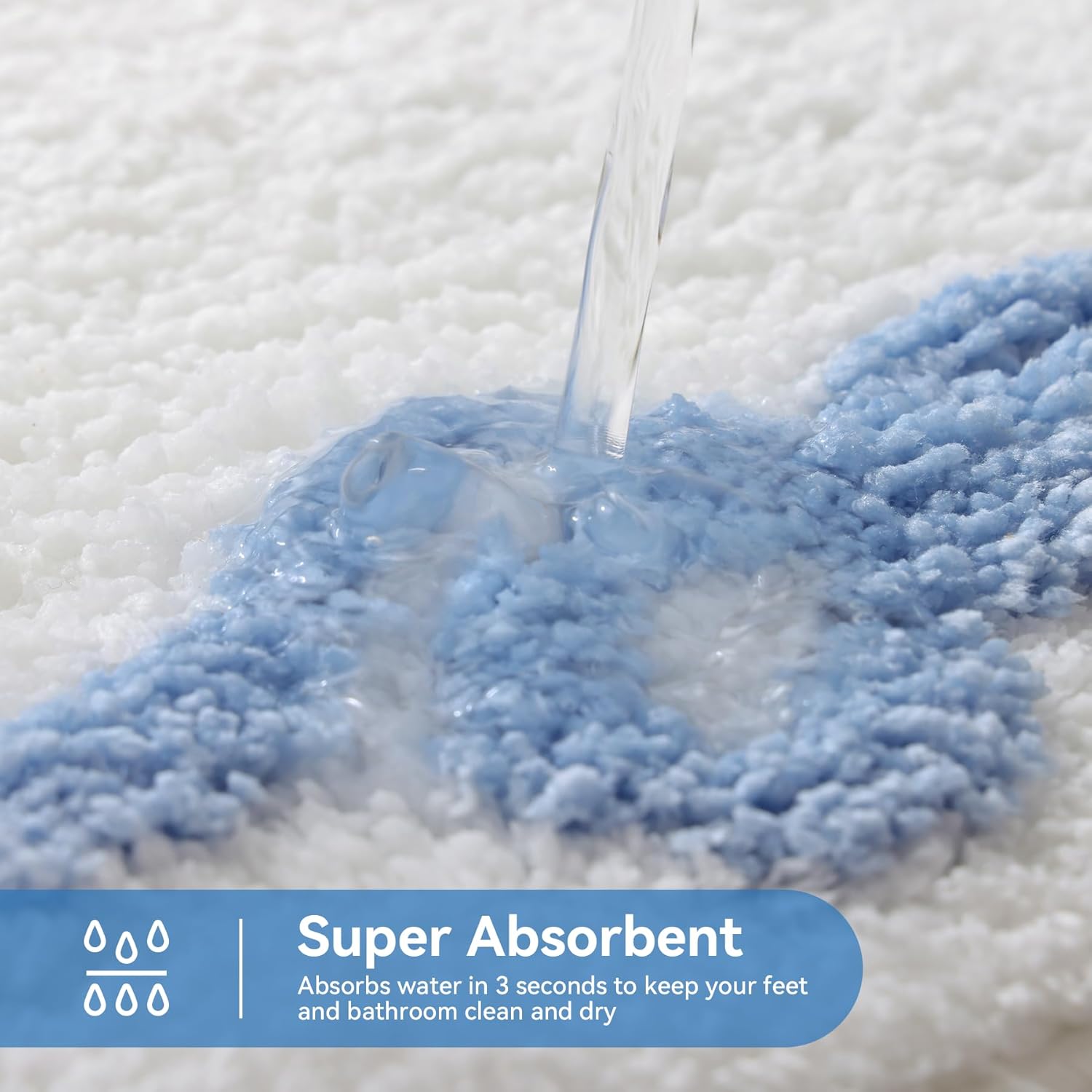 Blue Scalloped Bath Mat - Cute Bow Bathroom Rugs Small Non Slip Bath Mat, Soft & Absorbent Bath Rugs for Bathroom Decor, Tub, Vanity Floor