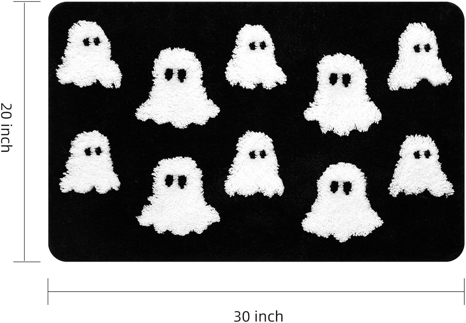 Halloween Bath Mat Spooky Ghosts Gothic Home Decor Black Rugs for Non Slip, Spooky Goth Gift Cute Shower Rug for Bathroom, Bedroom, Living Home Decoration, 20x30in