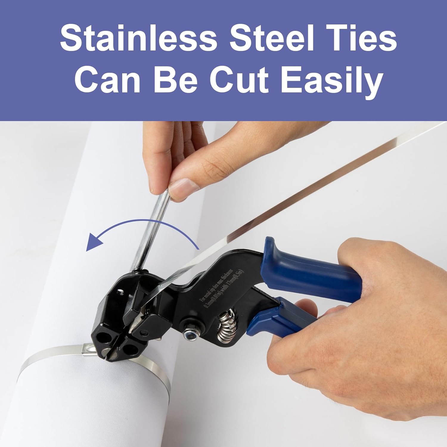 Metal Zip Ties Cutter for Stainless Steel Tie Wrap,Tensioning Installation Cutting Tool for Self-Locking Stainless Zip Ties with Free Zip Tie Release Tool, Two-handed Mode