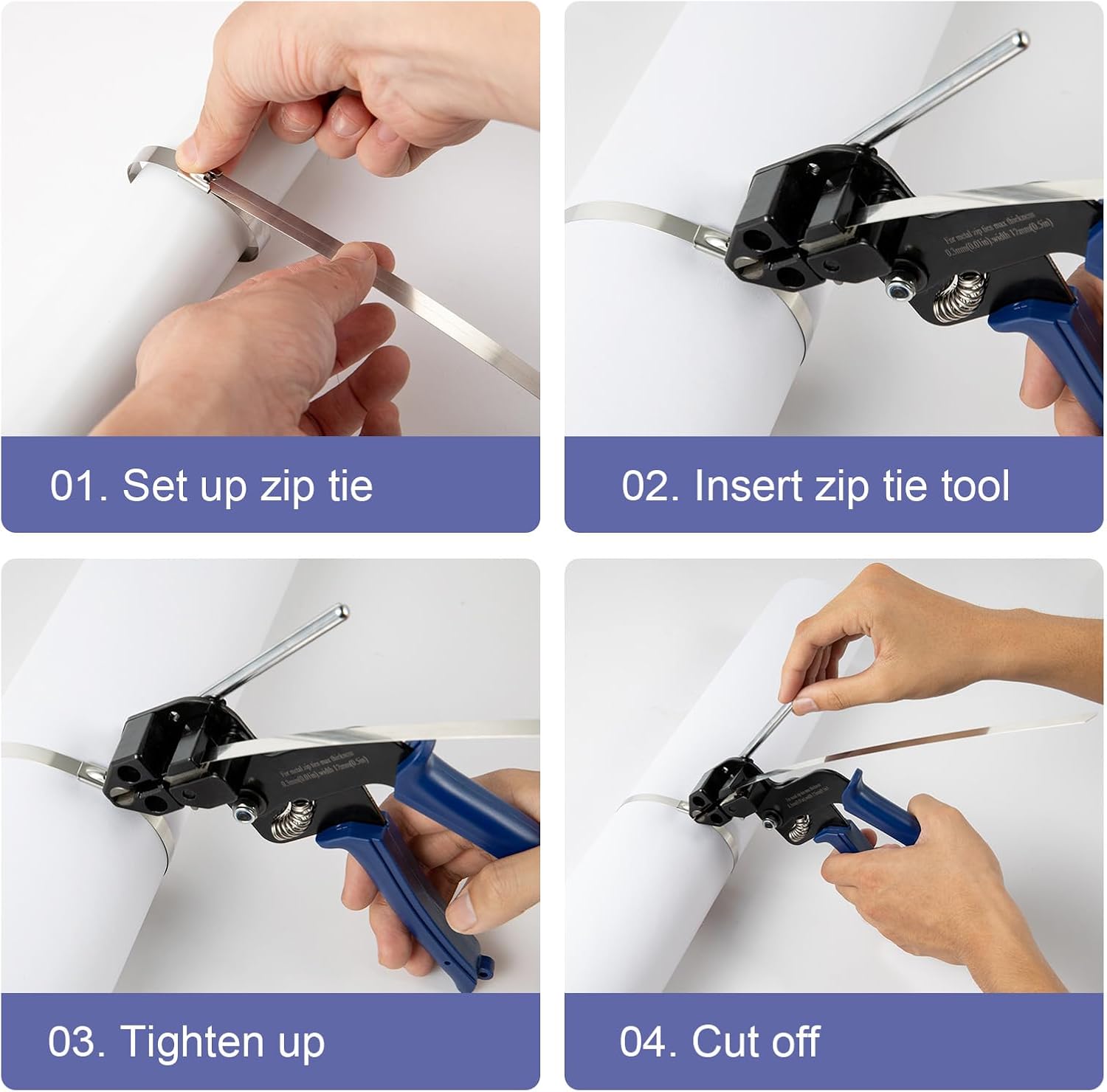 Metal Zip Ties Cutter for Stainless Steel Tie Wrap,Tensioning Installation Cutting Tool for Self-Locking Stainless Zip Ties with Free Zip Tie Release Tool, Two-handed Mode