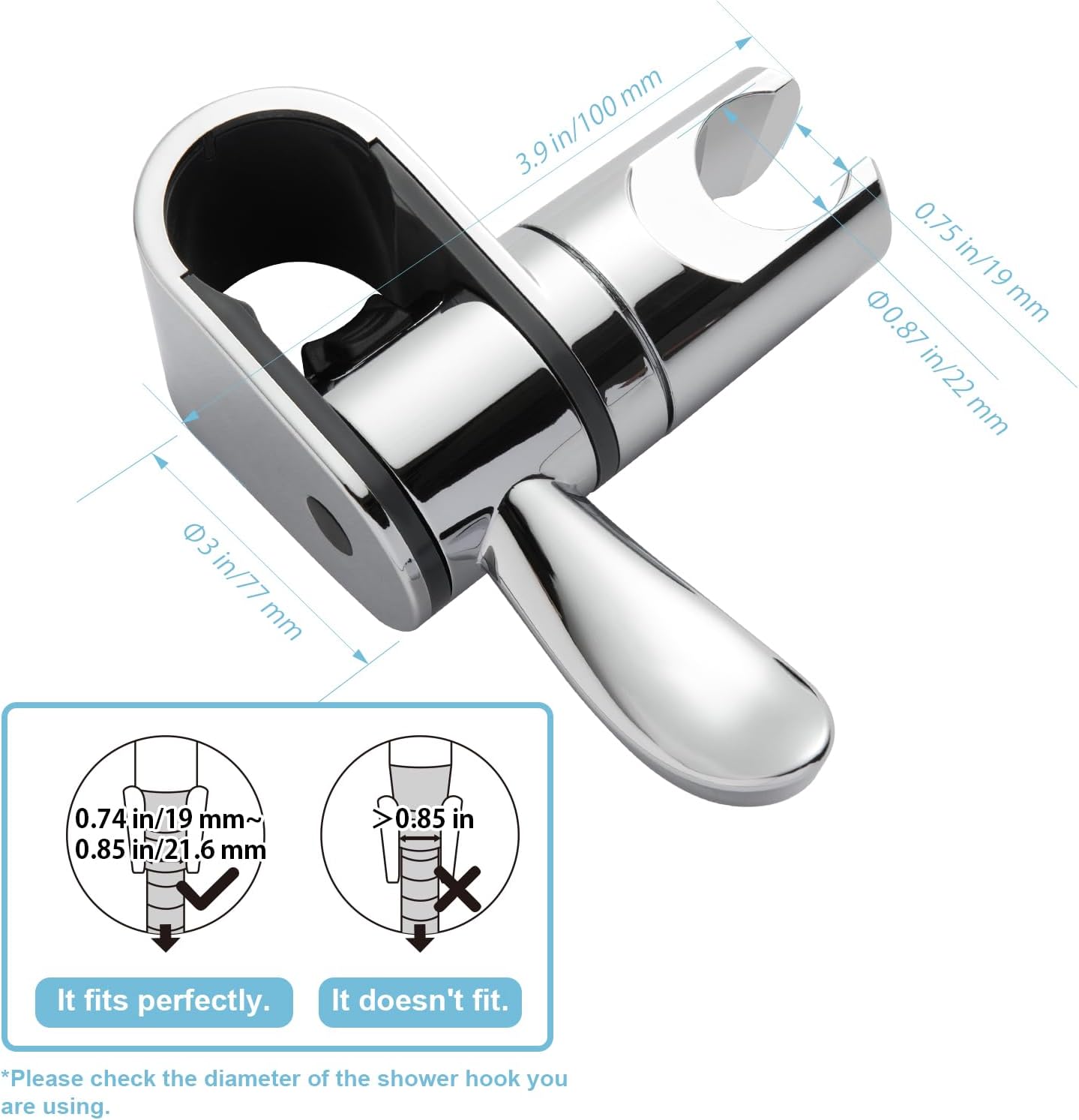 ADA Handshower Shower Grab Bar Head Holder, Universal Fit 1.25'' 32mm Hand Held Shower Bracket for Handicap Grab Bar, Detachable Bathroom Replacement, 360 Degree Rotation Sprayer Holder, Chrome