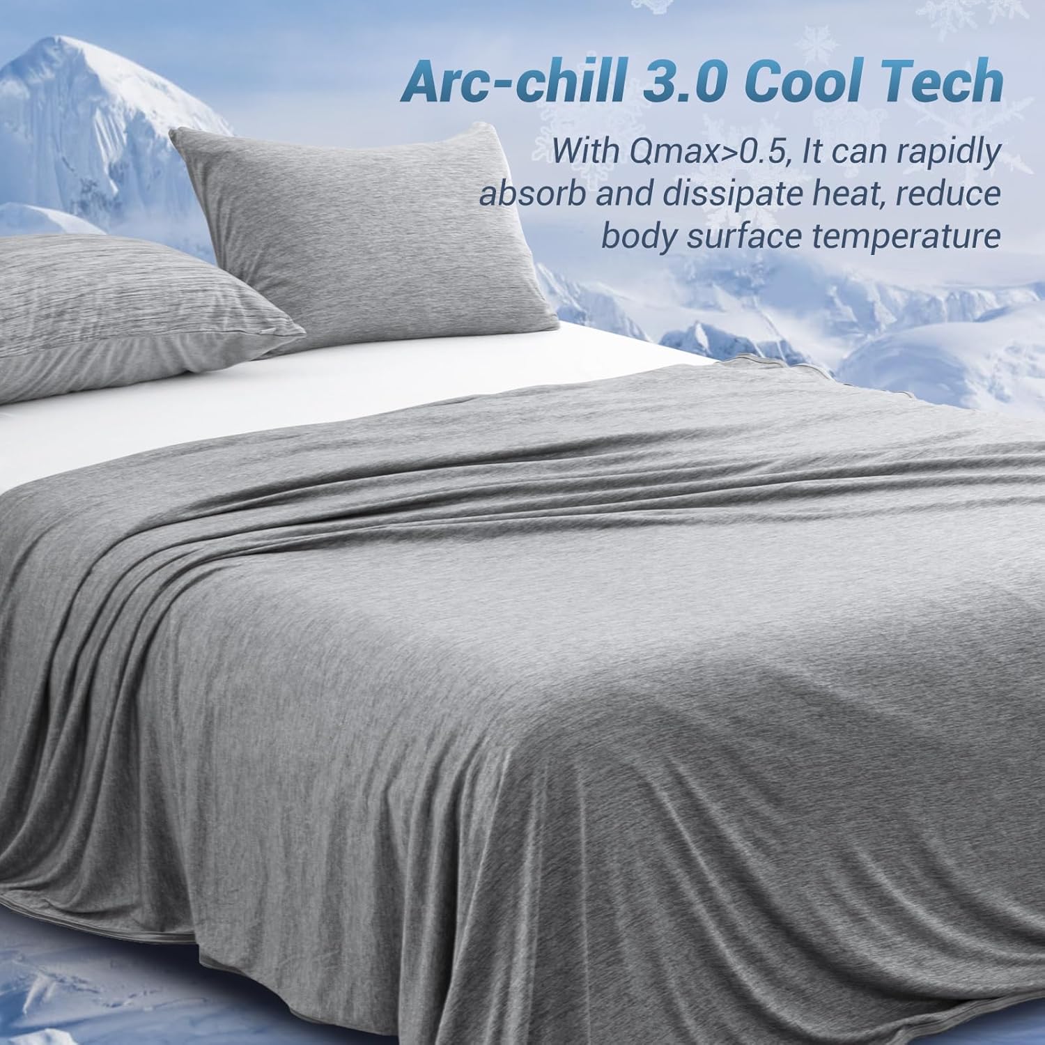 Cooling Blanket King, Arc-Chill Q-Max >0.5 for Hot Sleepers, Absorbs Heat to Keep Body Cool for Night Sweats, Lightweight Summer Cool Blankets for Sleeping, Gifts for Women & Men,Grey