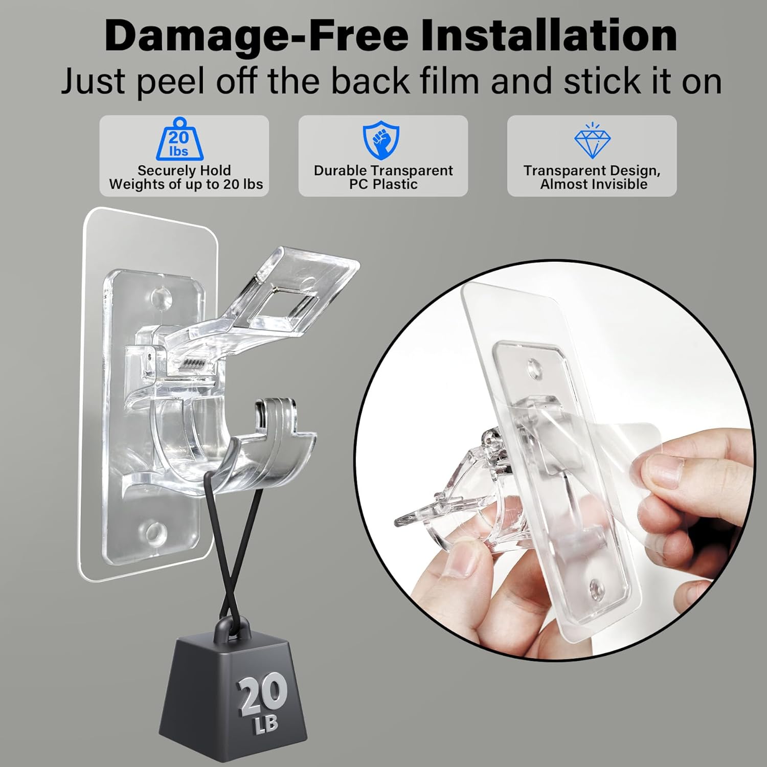 6-Pack No Drill Needed Curtain Rod Holders, Self Adhesive Rod Brackets for Smooth Walls, Multipurpose Nail-Free Stick on Curtain Rod Hooks, Screw Mount Curtain Hangers for Textured Surfaces