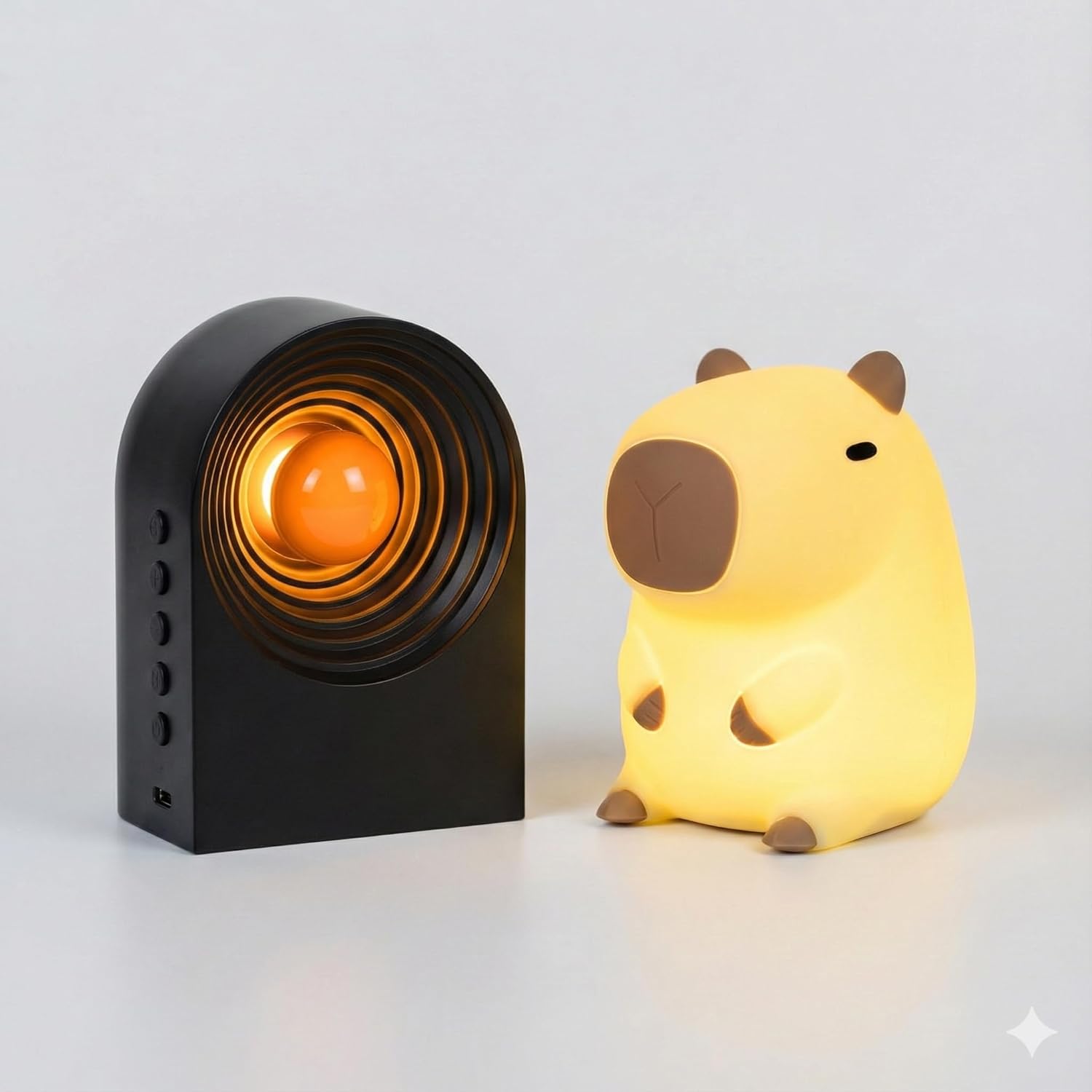 Cute Capybara Night Light and White Noise Sound Machine with Bluetooth Functionality for Bedroom Living Room Squishy Capybara Stuff Boys Girls Gifts Black