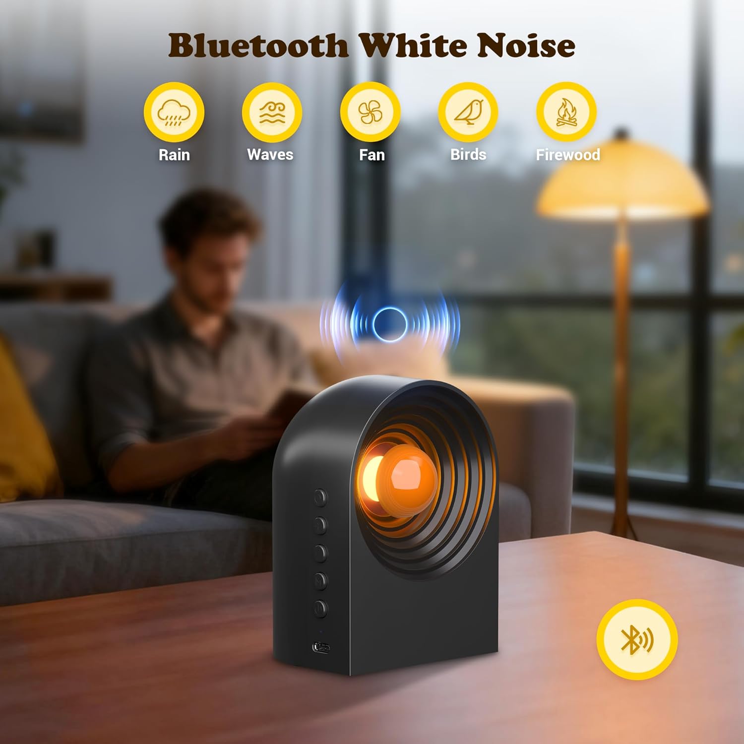 Cute Capybara Night Light and White Noise Sound Machine with Bluetooth Functionality for Bedroom Living Room Squishy Capybara Stuff Boys Girls Gifts Black