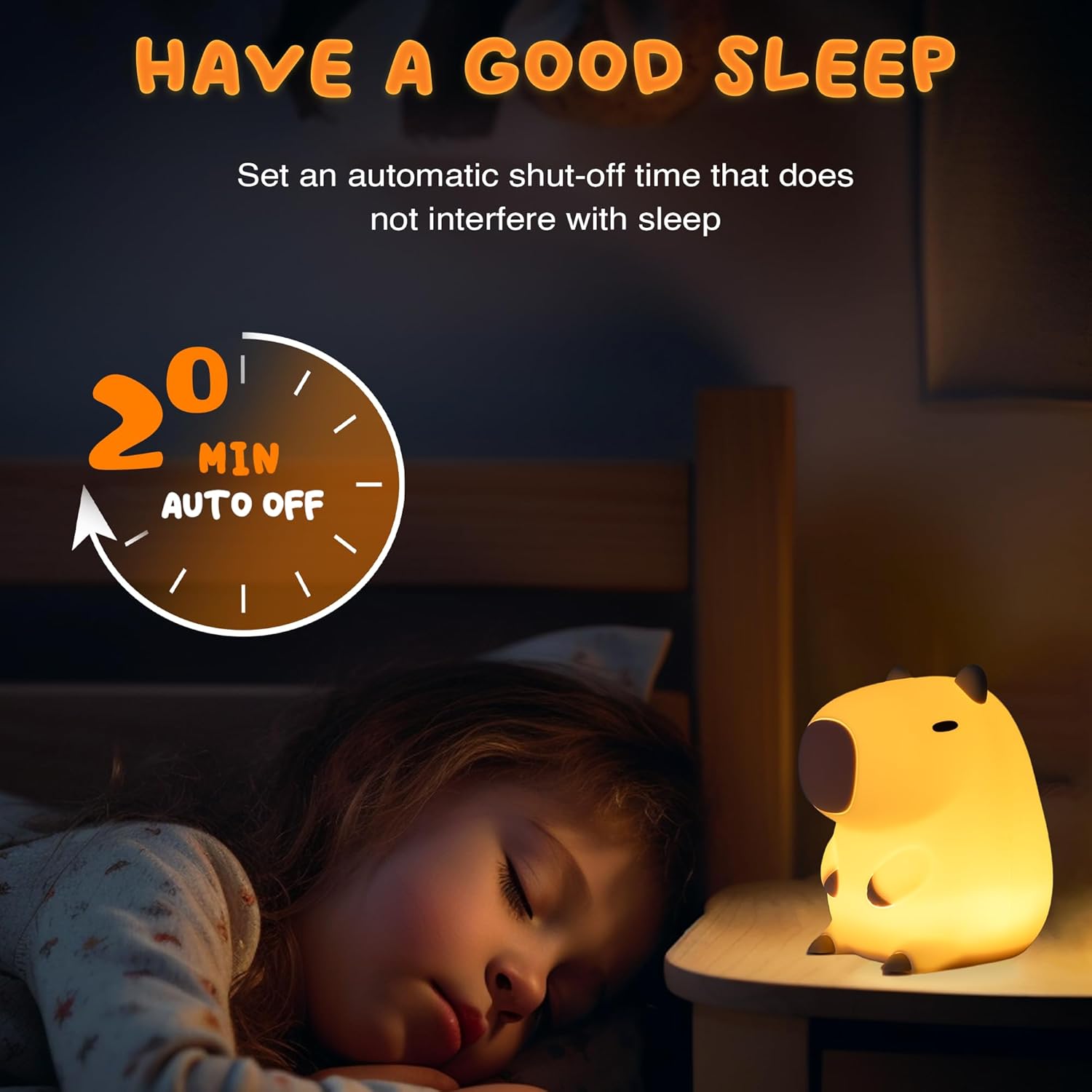 Cute Capybara Night Light and White Noise Sound Machine with Bluetooth Functionality for Bedroom Living Room Squishy Capybara Stuff Boys Girls Gifts Black
