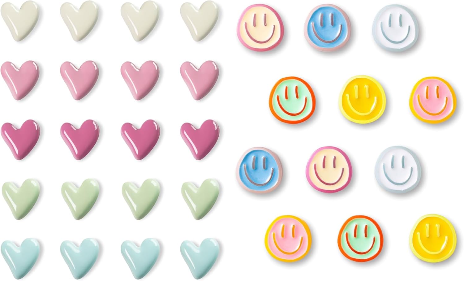 Cute Refrigerator Magnets, Colorful Love Heart Fridge Magnets for Whiteboard Cabinet Locker, Resin Smile Face Decorative Magnets for Classroom Kitchen Office