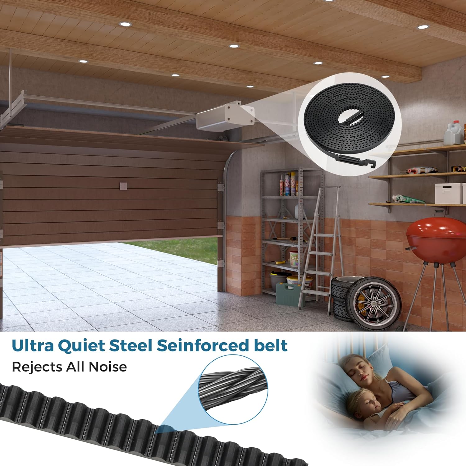 Upgrade 41A5250 41AB050-2 Belt for 7ft High Garage Door, 237" Garage Door Opener Belt Compatible with Chamberlain Craftsman LiftMaster Sentex Whisper Garage Door Opener Models WD822KD 248739 248754