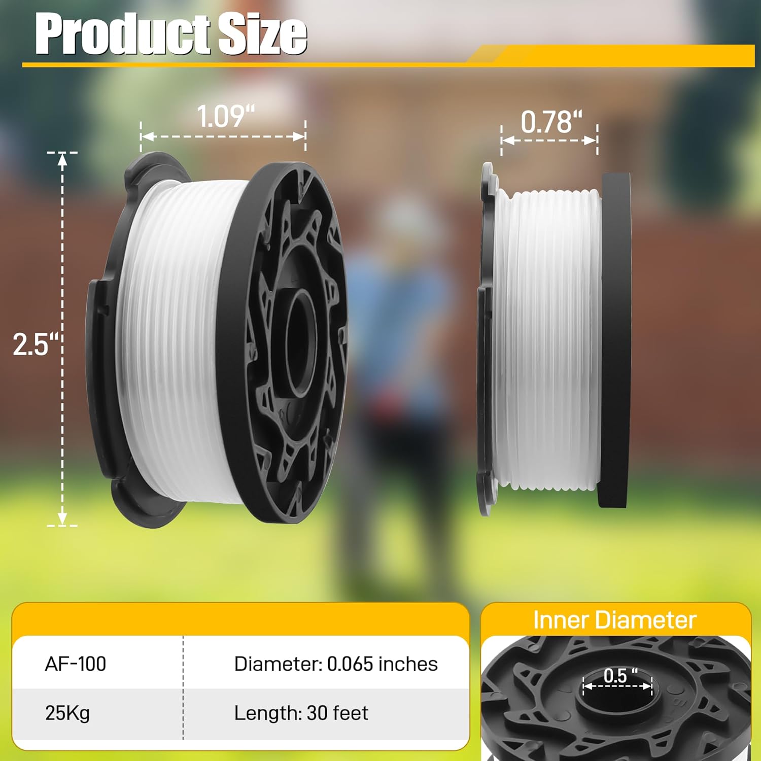 10 Pack Weed Eater String Compatible with Black and Decker 0.065" AF-100 Autofeed Replacement Spools 240ft and Black&Decker String Trimmer Spool Trimmers 8-Line Spool + 2 Cap+2 Spring
