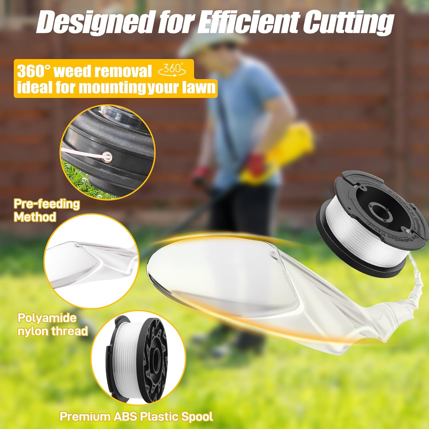 10 Pack Weed Eater String Compatible with Black and Decker 0.065" AF-100 Autofeed Replacement Spools 240ft and Black&Decker String Trimmer Spool Trimmers 8-Line Spool + 2 Cap+2 Spring
