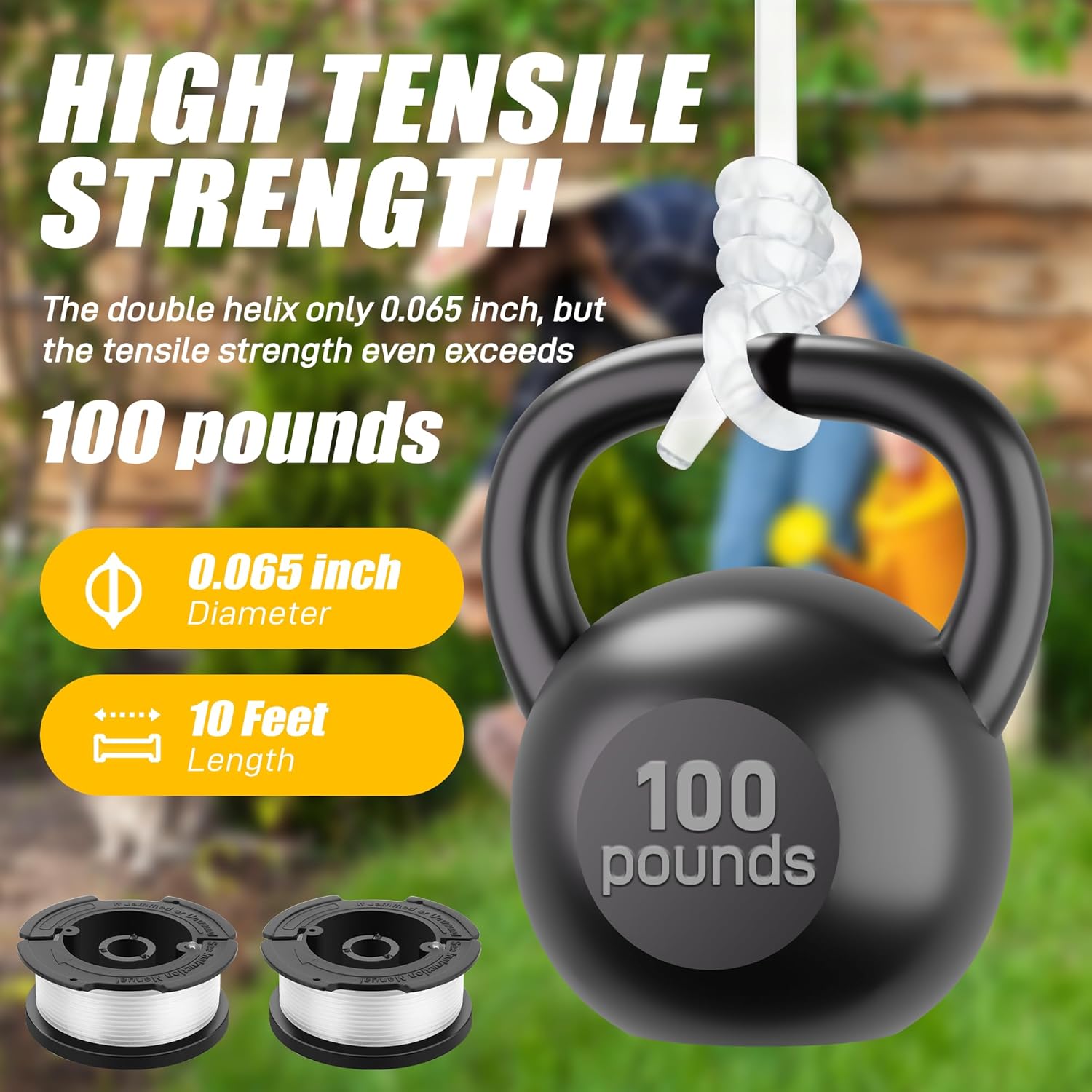 10 Pack Weed Eater String Compatible with Black and Decker 0.065" AF-100 Autofeed Replacement Spools 240ft and Black&Decker String Trimmer Spool Trimmers 8-Line Spool + 2 Cap+2 Spring
