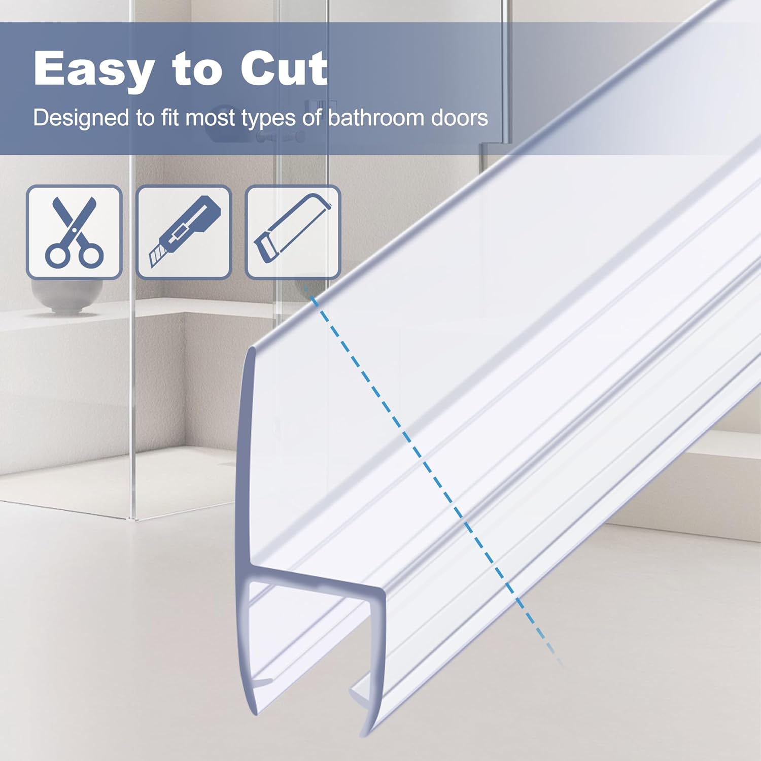 Frameless Shower Door Seal Set for 1/4 Inch Glass Doors - 2-Pack Bottom Seal and 2-Pack Side – Stop Shower Leaks and Create a Water Barrier 1/4” x 39”