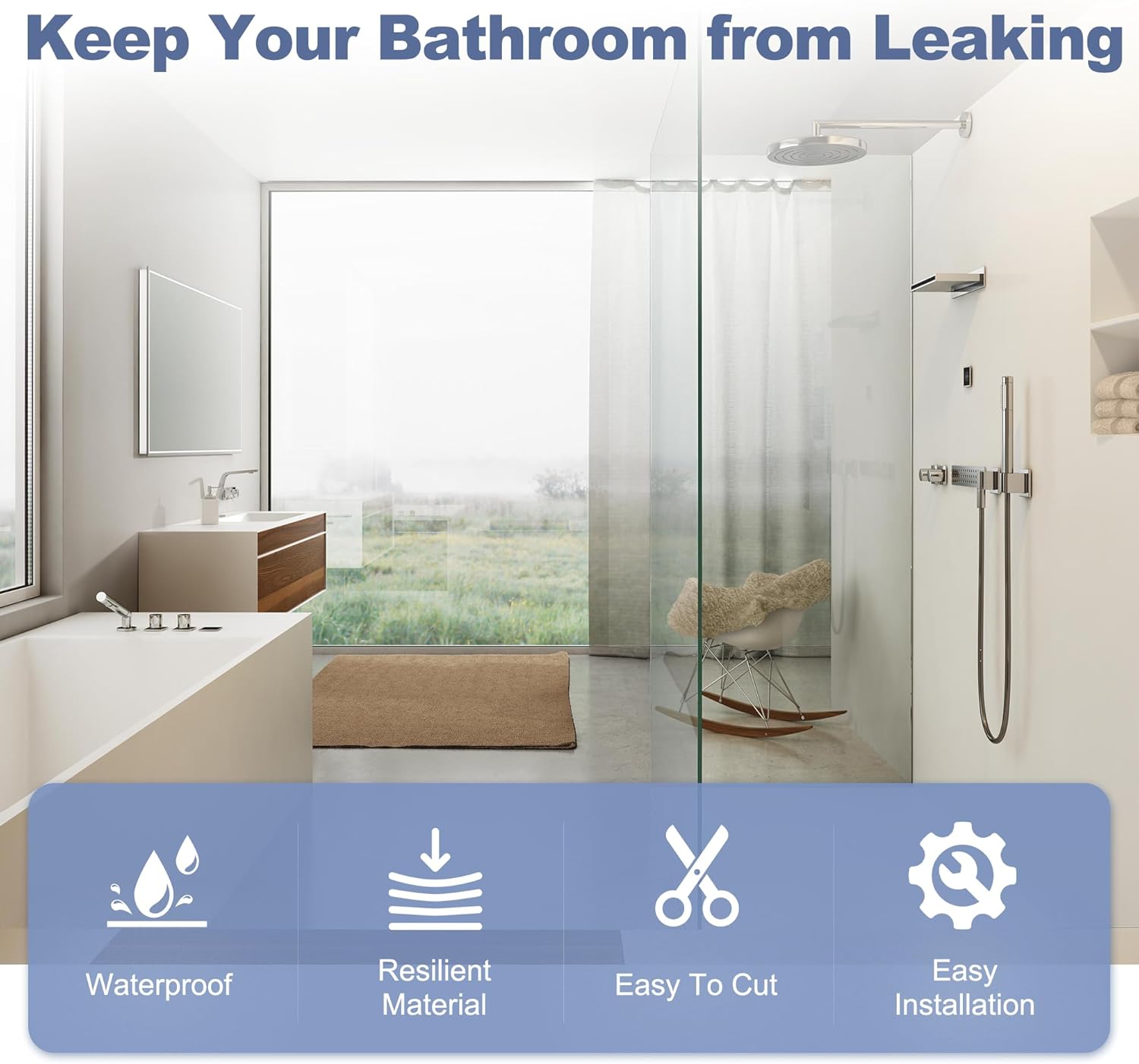4-Pack Frameless Shower Door Side Seal for 3/8 Inch Thick Glass Doors – Stop Shower Leaks and Create a Water Barrier 3/8” x 39”