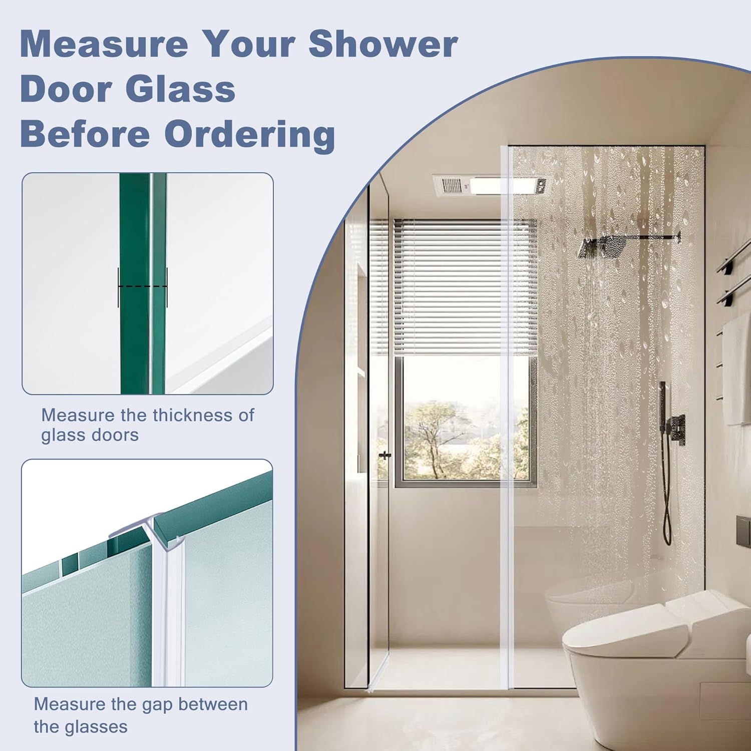 4-Pack Frameless Shower Door Side Seal for 3/8 Inch Thick Glass Doors – Stop Shower Leaks and Create a Water Barrier 3/8” x 39”