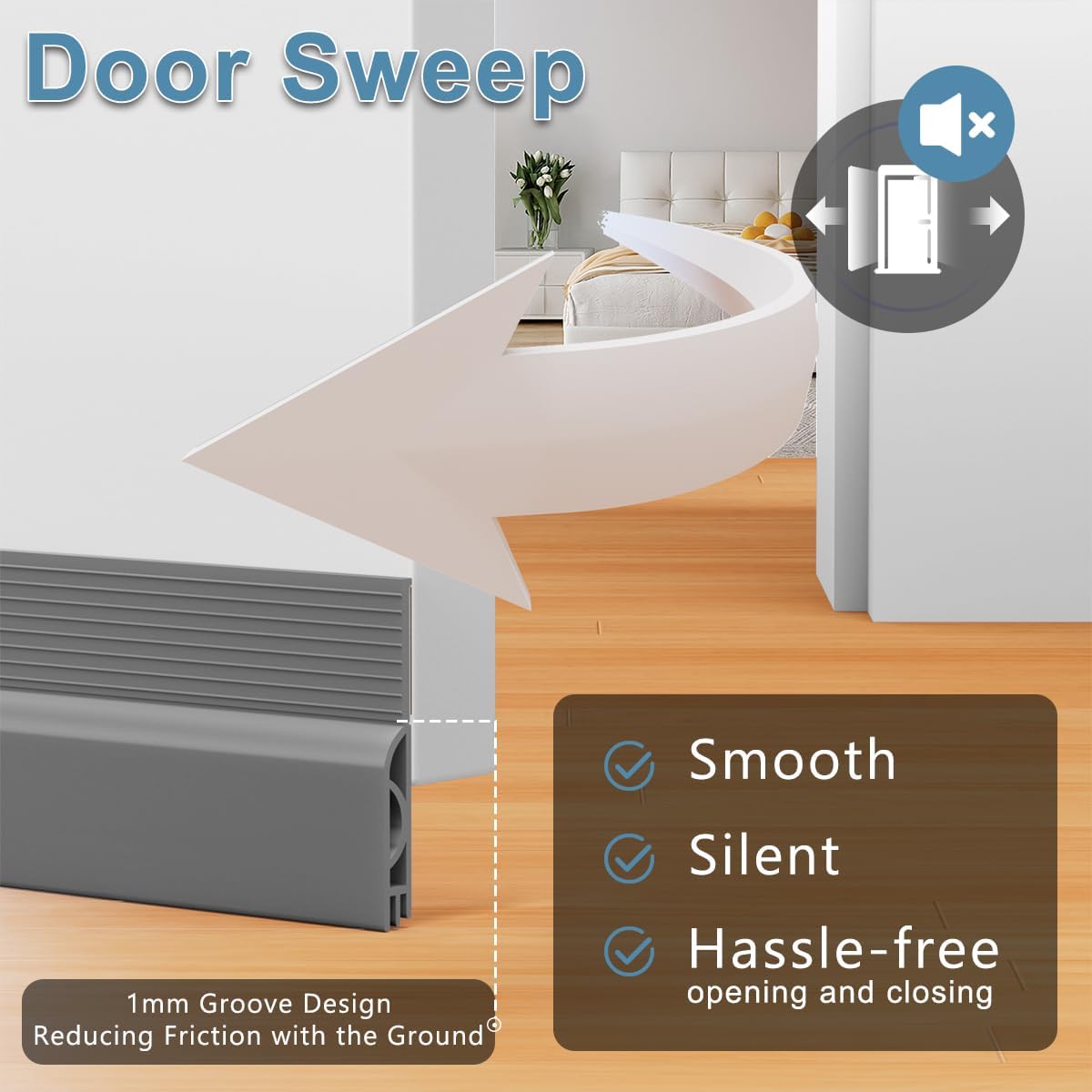39 Inch Door Draft Stopper 2 Pack Black & Gray