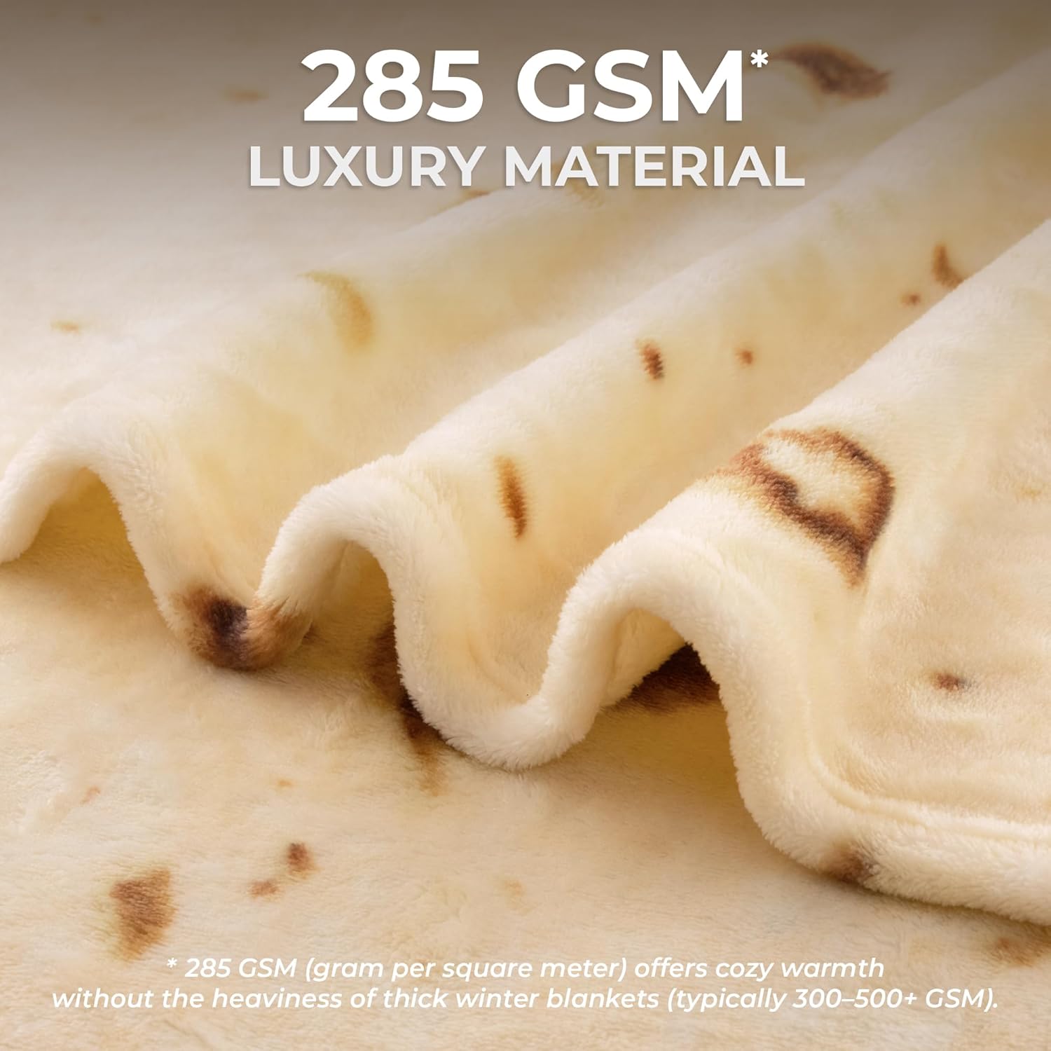 Zulay Extra Large Burritos Tortilla Throw Blanket – Wrap Yourself Like a Giant Taco! Double-Sided 71 Inches, Funny & Ultra Cozy Novelty Blanket, Super Soft 285 GSM Flannel