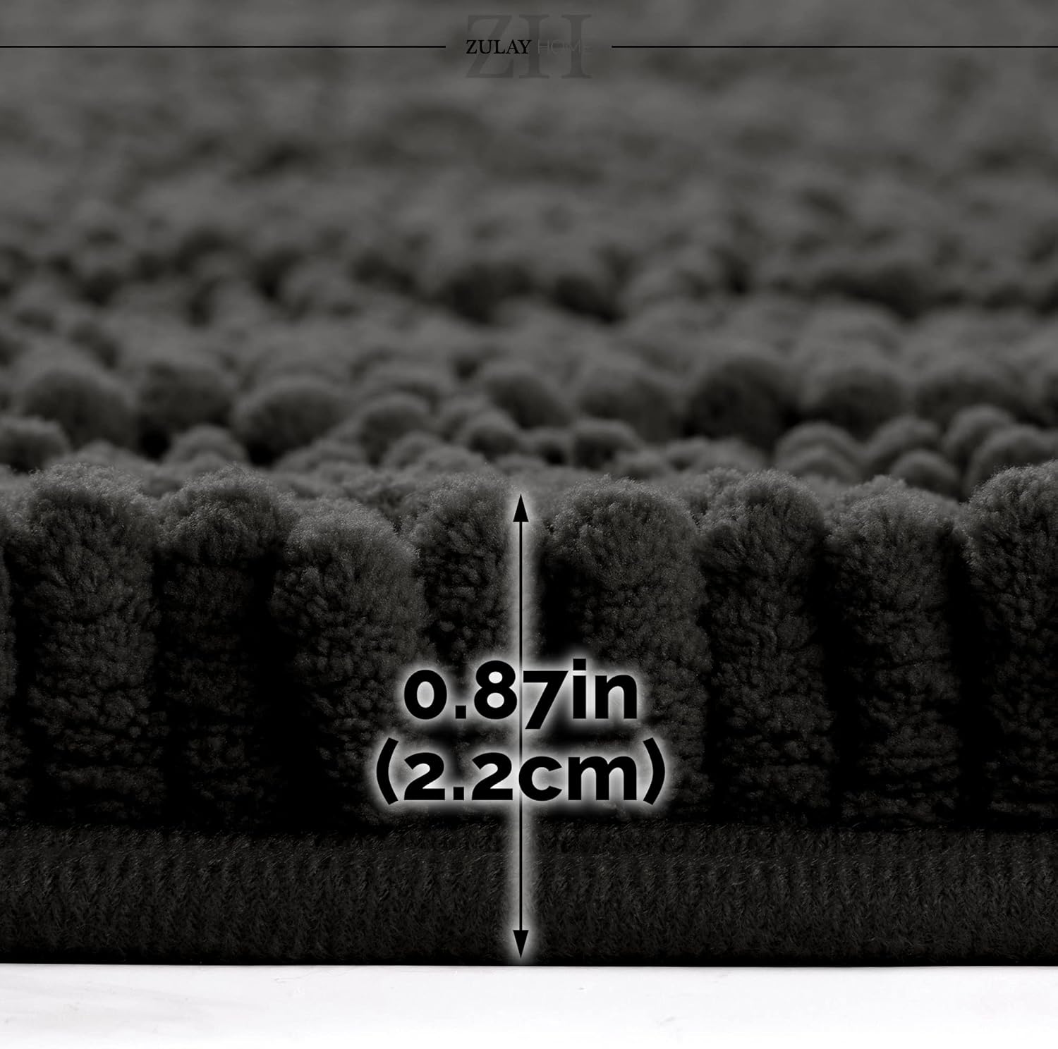 Soft Shaggy Bathroom Rug - Ultra Absorbent Bath Mat - Microfiber Thick Bath Rug for Bathroom, Under The Sink, Bedroom, Shower Black, 20"x30"