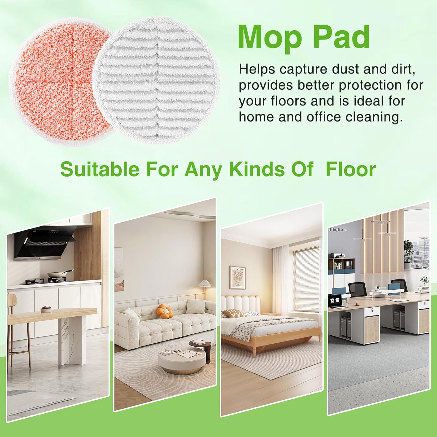 8 Pack Mop Pads Replacement Compatible with Bissell Spinwave 2124, 2039A, 2307, 23157, 23159, 20393, 20399 Hard Floor Spin Mop, 2 Soft Pads, 4 Scrubby Pads, 2 Heavy Scrub Pads