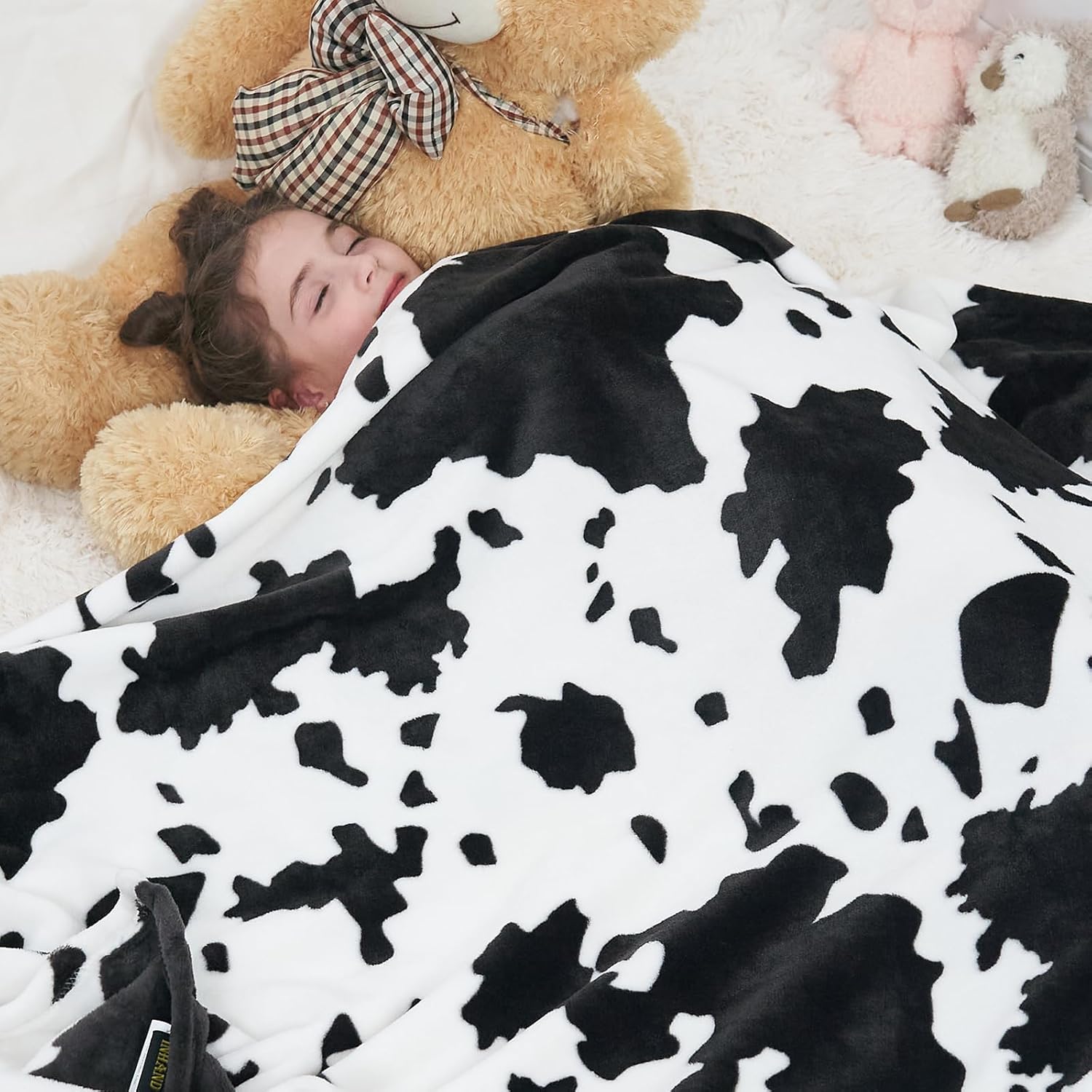 Cow Print Blanket, Fuzzy Cow Print Throw Blankets for Couch, Cow Throw Blanket for Adults, Soft Warm Plush Cow Blanket, Cute Flannel Fleece Throw Blankets, 40''x60''