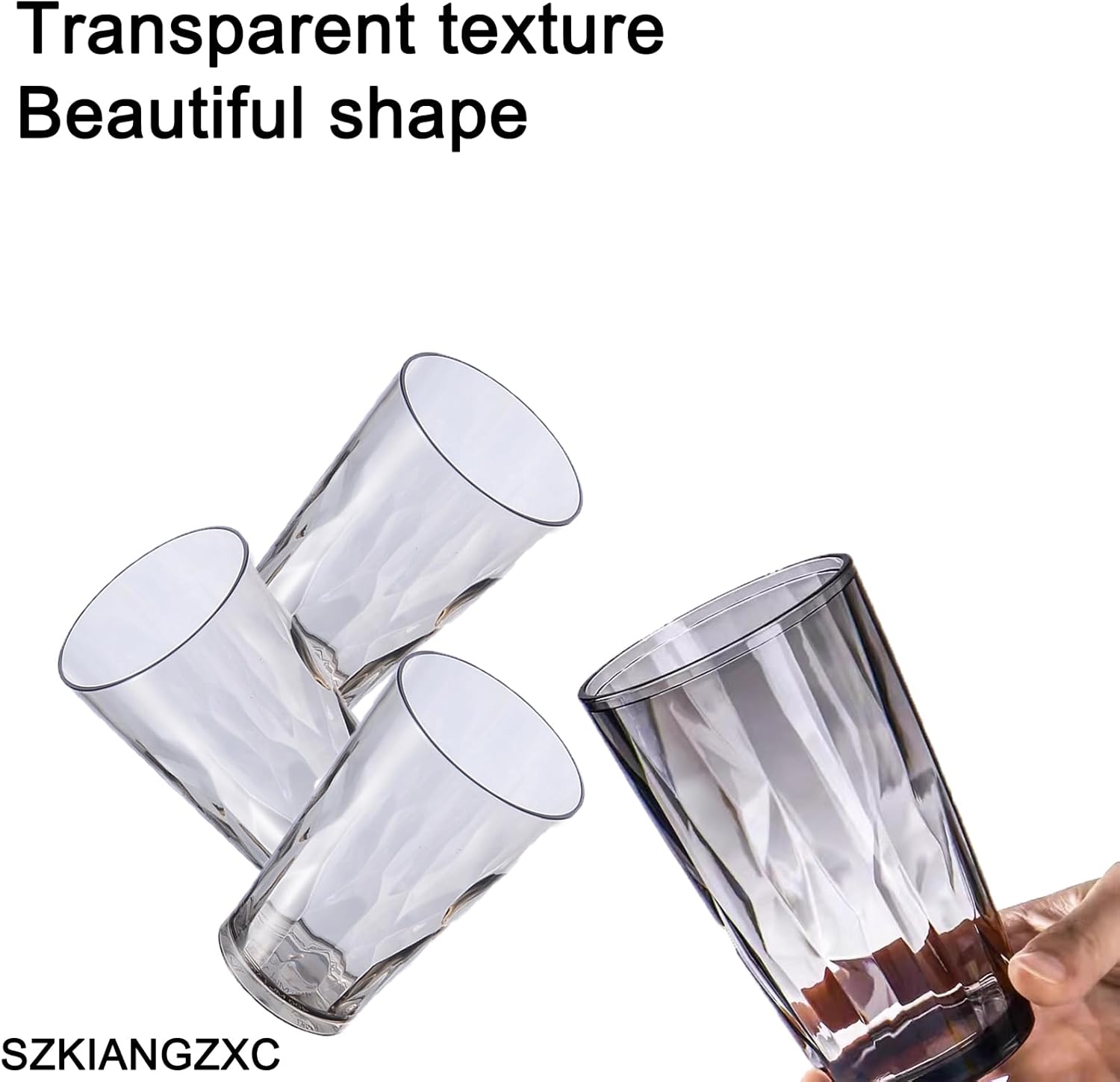 SZKIANGZXC Shatterproof Drinking Cups, Drinking Glasses, Set of 6, Plastic glass cup,16 oz plastic Tumbler Cups,Dishwasher Safe