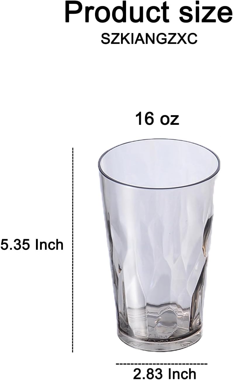 SZKIANGZXC Shatterproof Drinking Cups, Drinking Glasses, Set of 6, Plastic glass cup,16 oz plastic Tumbler Cups,Dishwasher Safe