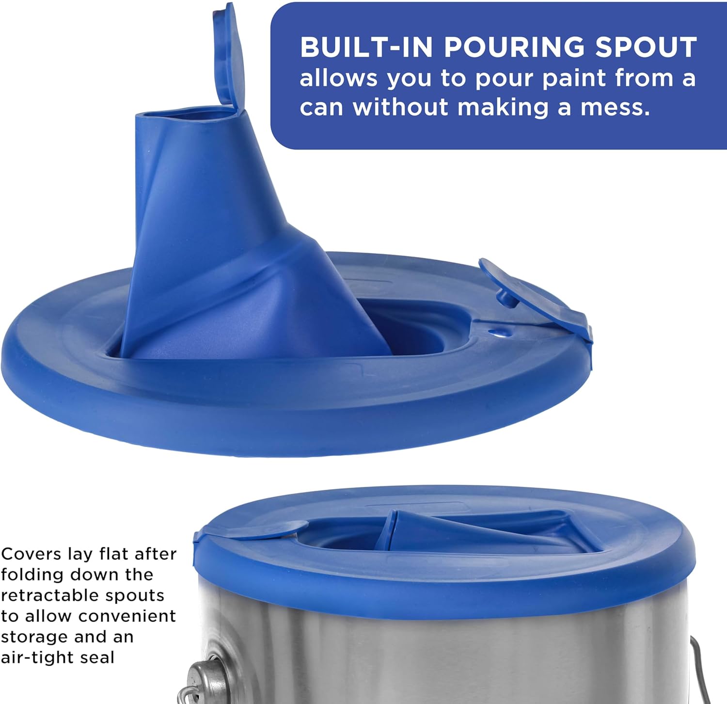 Master Elite Paint Can Lid Cover and Pouring Spout for 1-Gallon Containers, 2 Pack - Secure Seal with Built-in Spout to Pour Easy, Prevents Messes, Spills, Drips, Splatter - Paint Storage Lid