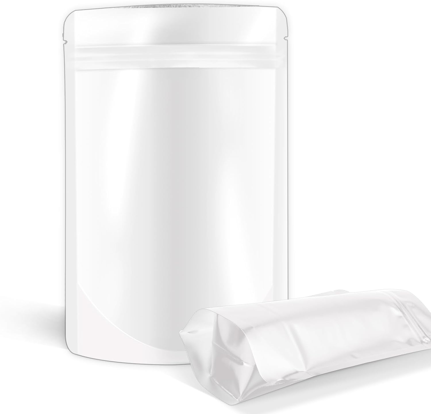 4"x6" 120pcs Mylar Bags for Food Storage,Smell Proof Bag Resealable Food Storage Bags for Small Business, Stand-up Foil Pouch Packaging Treat Snack Packing for Self Sealing White