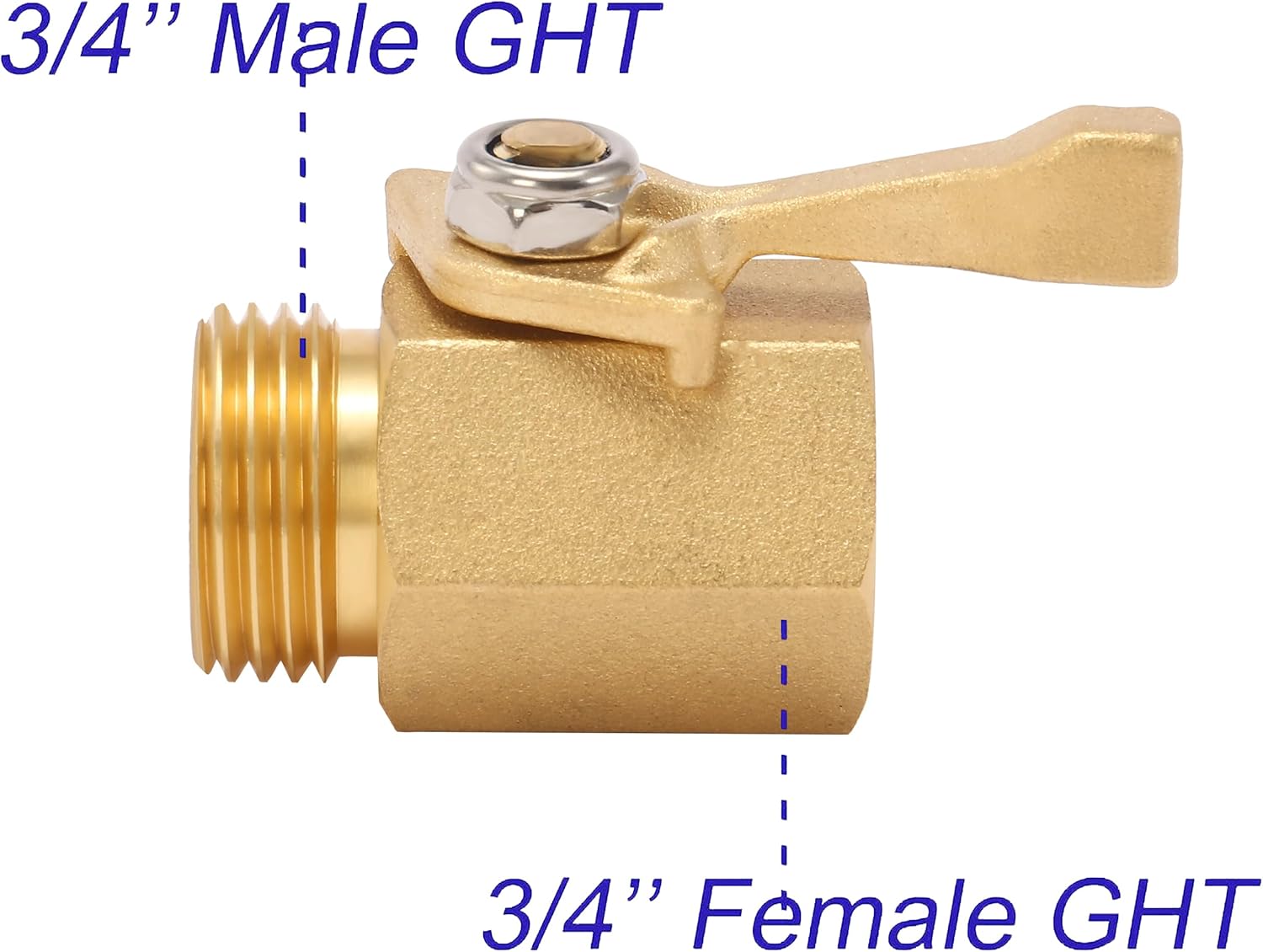 Heavy Duty Brass Garden Hose Shut Off Valve, 3/4 Inch, 2-Pack with 2 Hose Washers