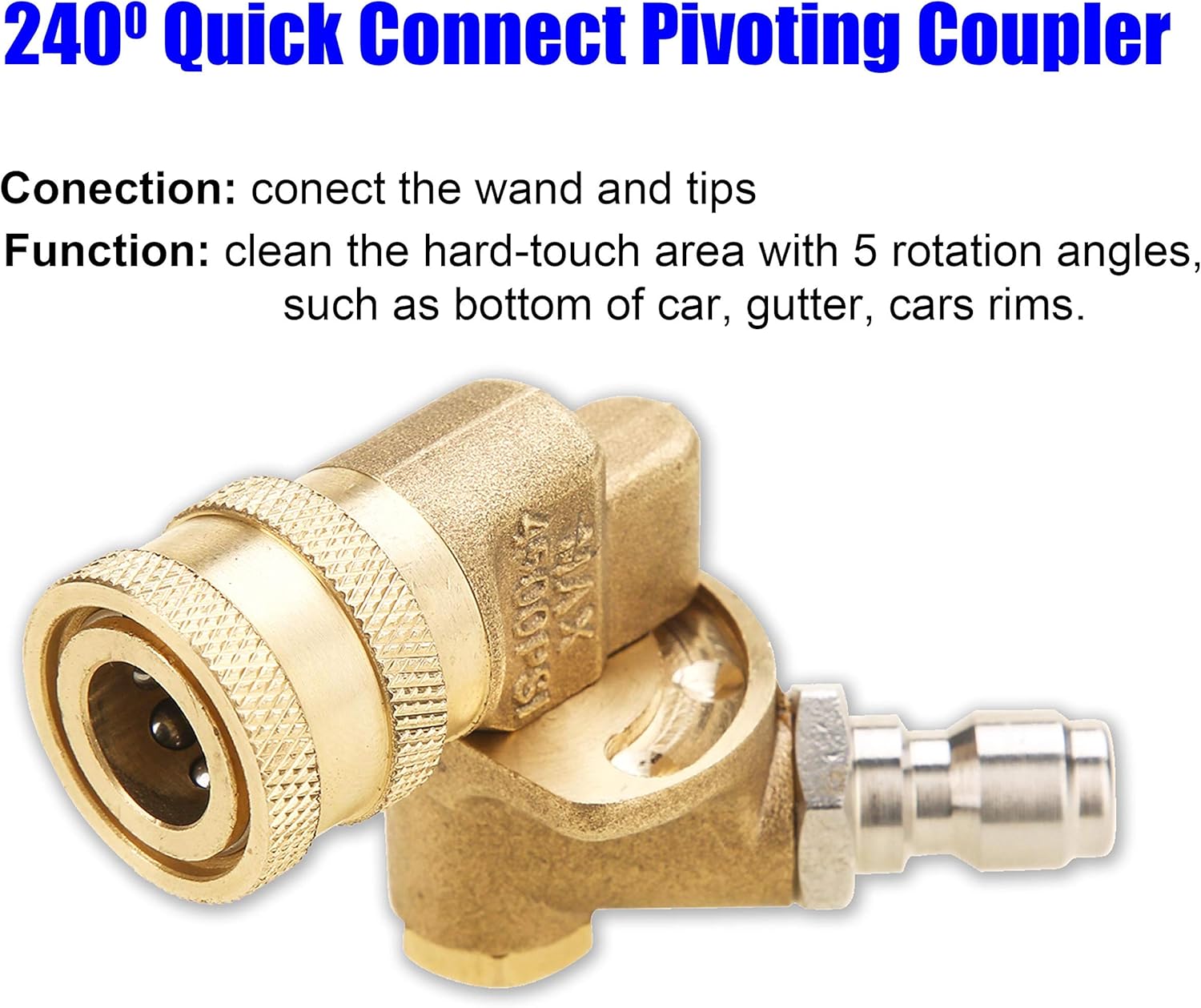 Pressure Washer Accessories Kit, 7 Power Washer Nozzle Tips, Quick Connecting Pivoting Coupler, 1/4 inch, 4500 PSI, 8-Pack
