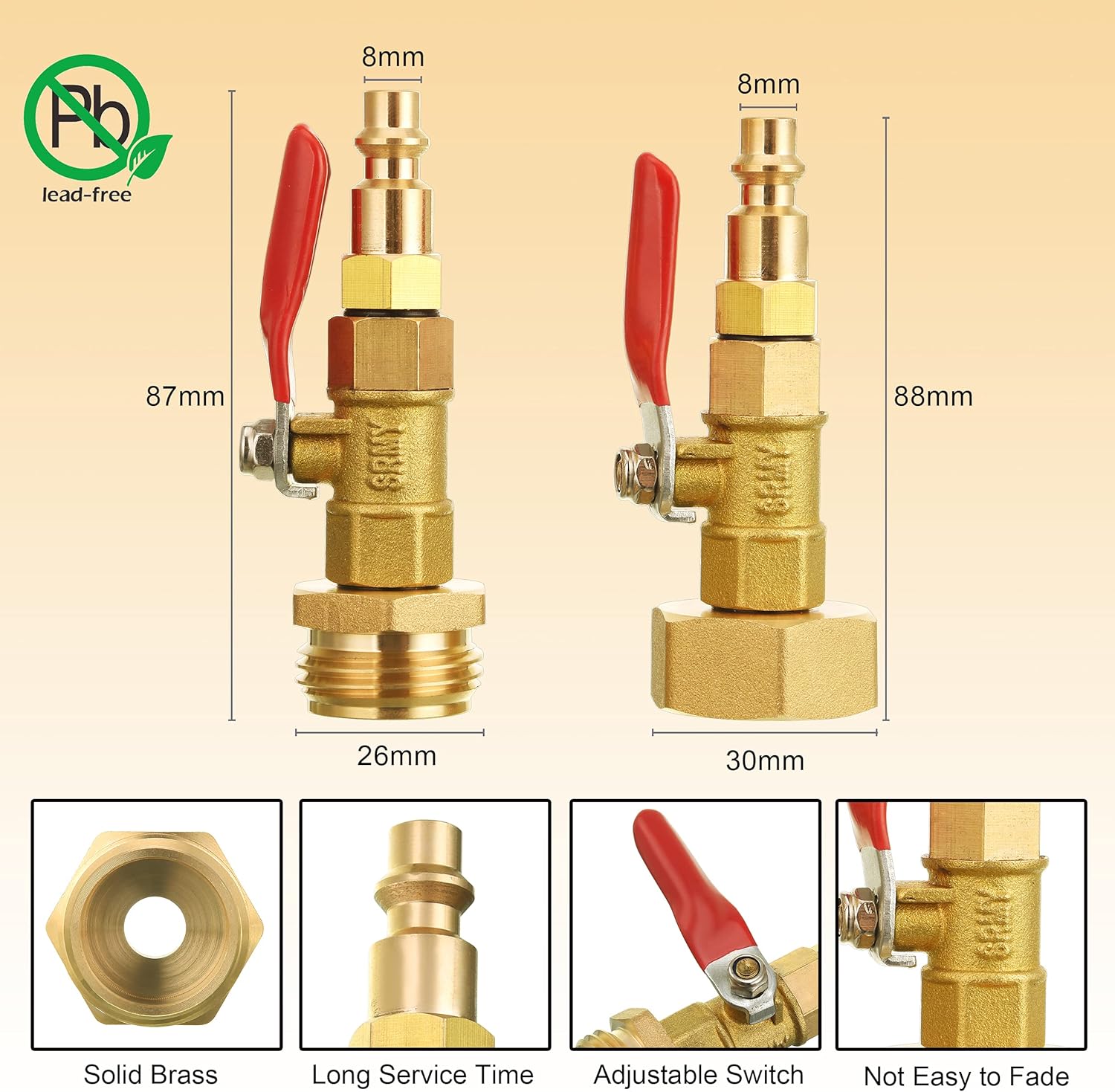 RV Winterize Blowout Adapter Kit 4 PCS with 1/4" Quick Connect Plug and 3/4" Garden Water Hose Threading, Winterize Quick Adapter with Ball Valve for RV Boat Camper Trailer