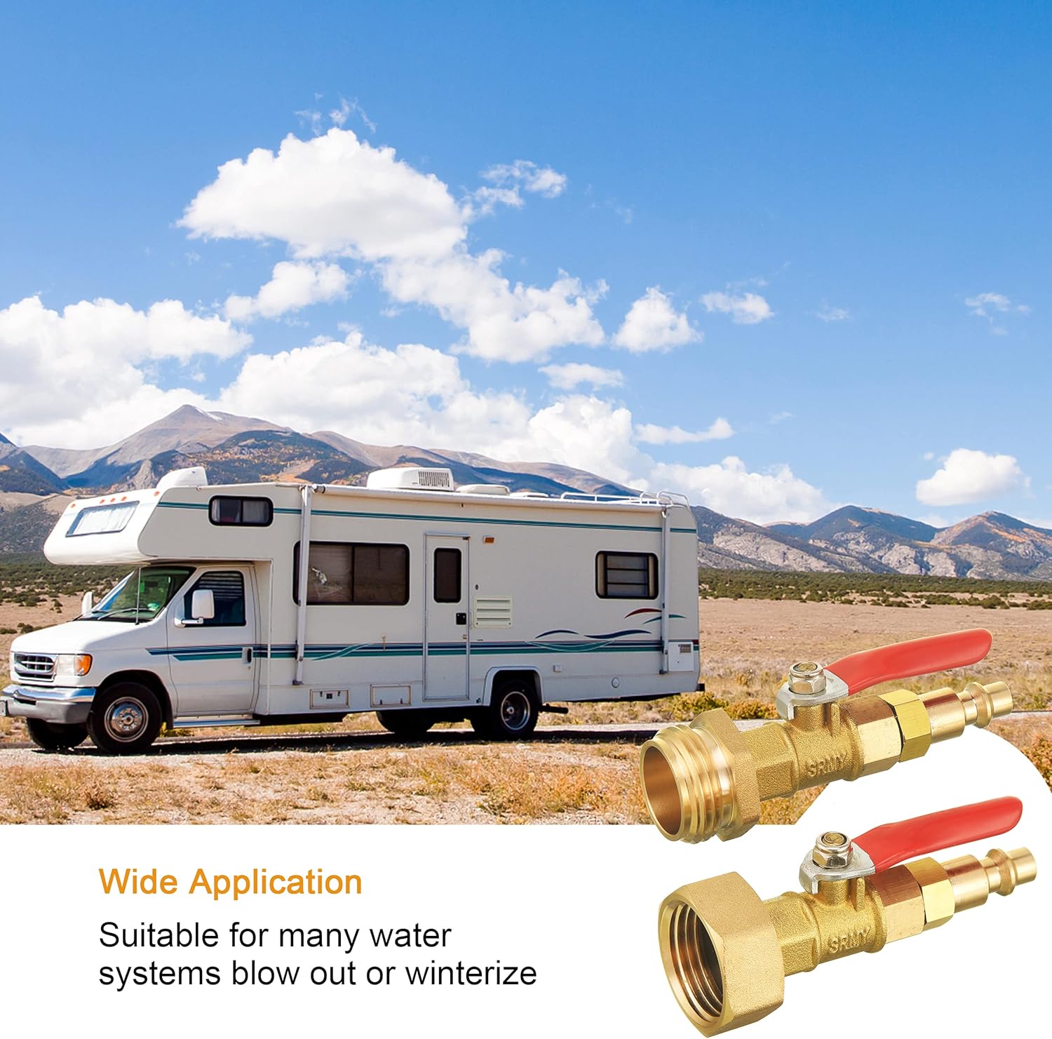RV Winterize Blowout Adapter Kit 4 PCS with 1/4" Quick Connect Plug and 3/4" Garden Water Hose Threading, Winterize Quick Adapter with Ball Valve for RV Boat Camper Trailer