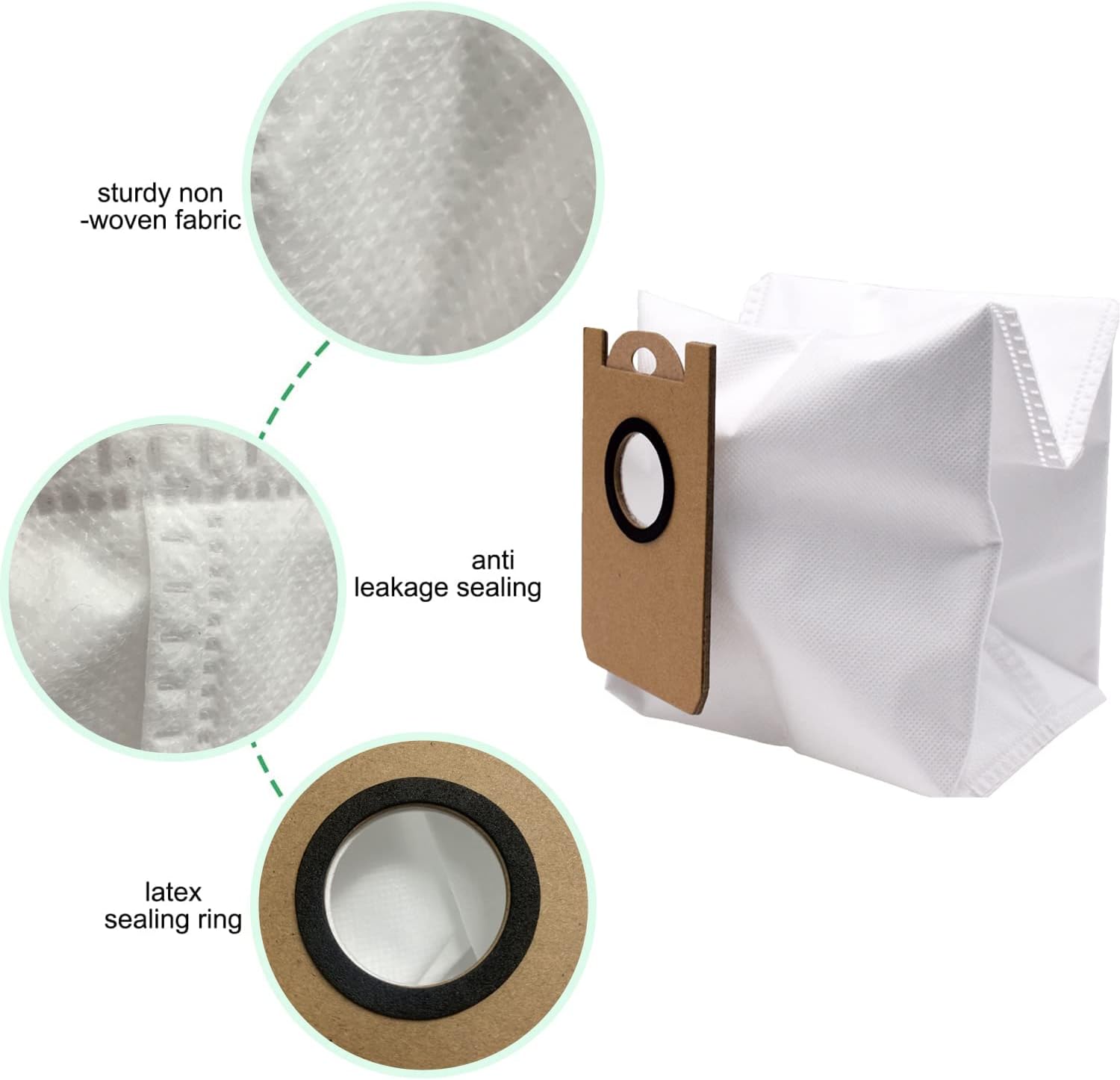 Dust Bags Replacement for iHome AutoVac Nova Pro Self Empty Robot Vacuum Cleaner Accessory Parts, for iHome Nova S1 Pro, Halo, Orbita, Eclipse, Luna, 6 Pack