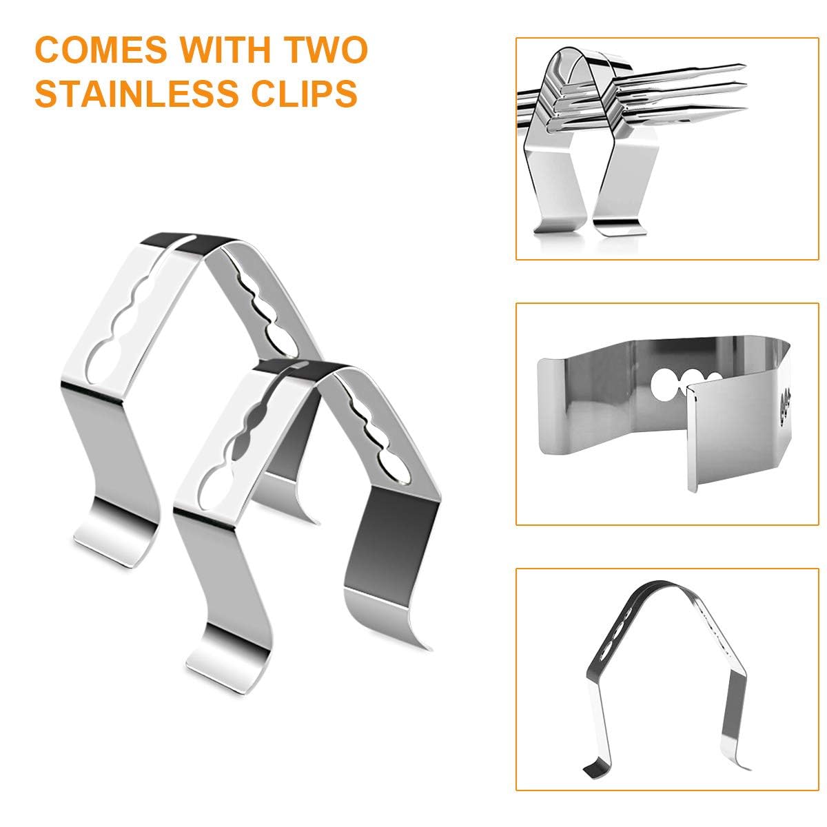 2 Pack Replacement Part for Camp Chef Meat Probes, Smoker Grill Temperature Sensor, Pellet Grills Accessories with Stainless Steel Probe Clip 2pc 1