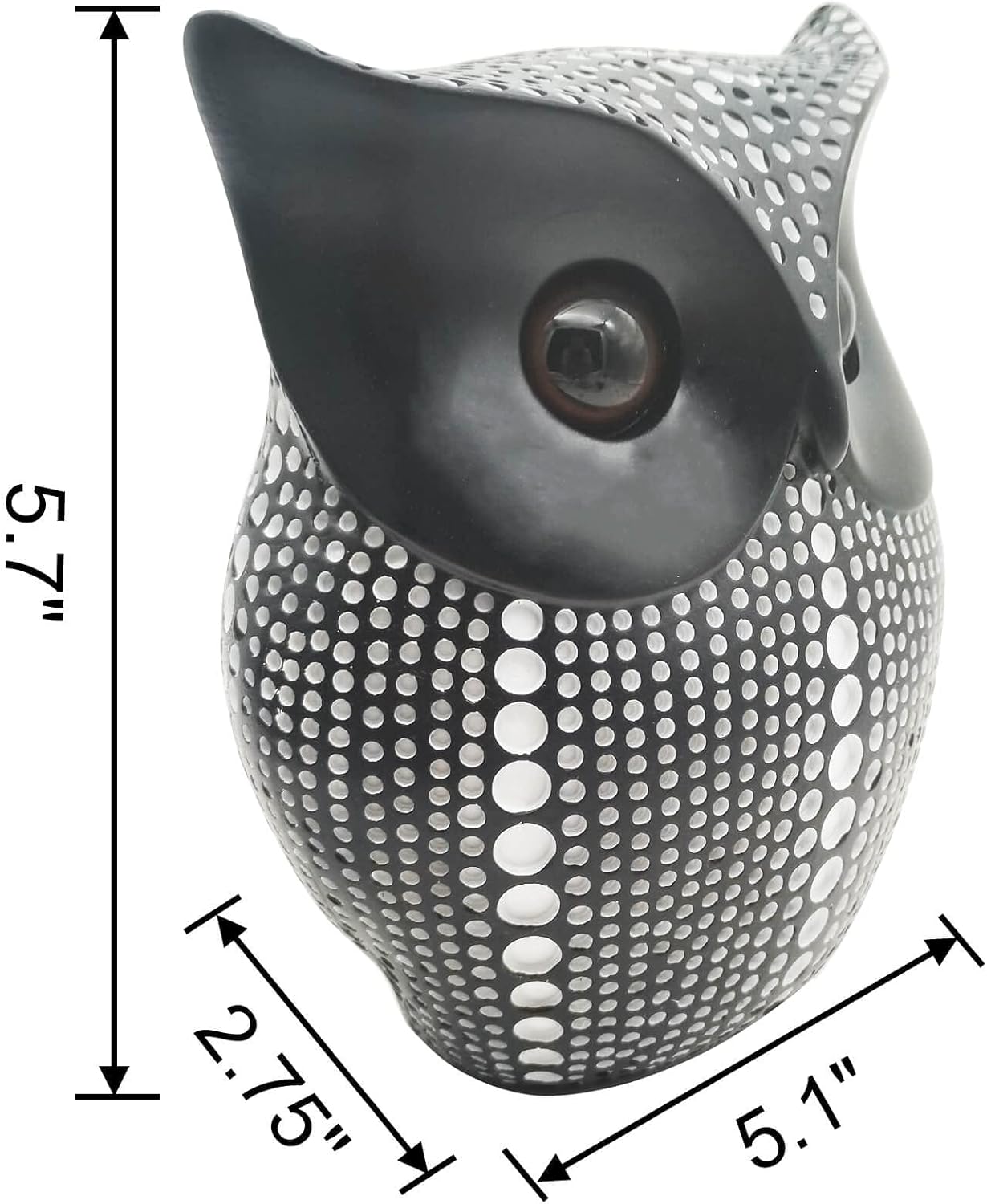 Resin Owl Statue Home Decor - Black Owl Sculpture, Bird Statue, Small Accents for Bedroom, Office, Garden, Bookshelf, TV Stand Figurines Black