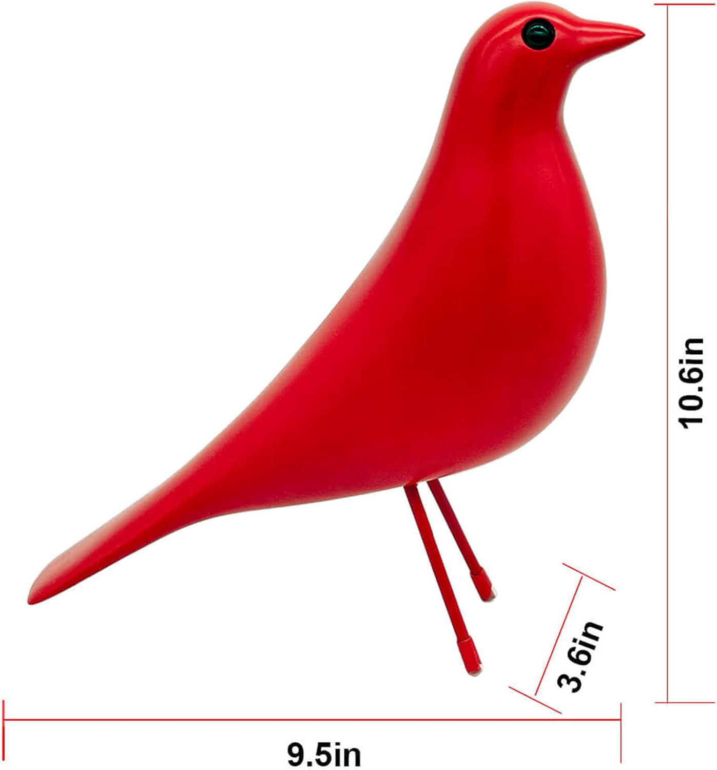 Mid Century House Bird - Sculpture Replica,Mid Century Desk Modern Decor, Pigeon for Desk, Mid Century Decor Statue Red