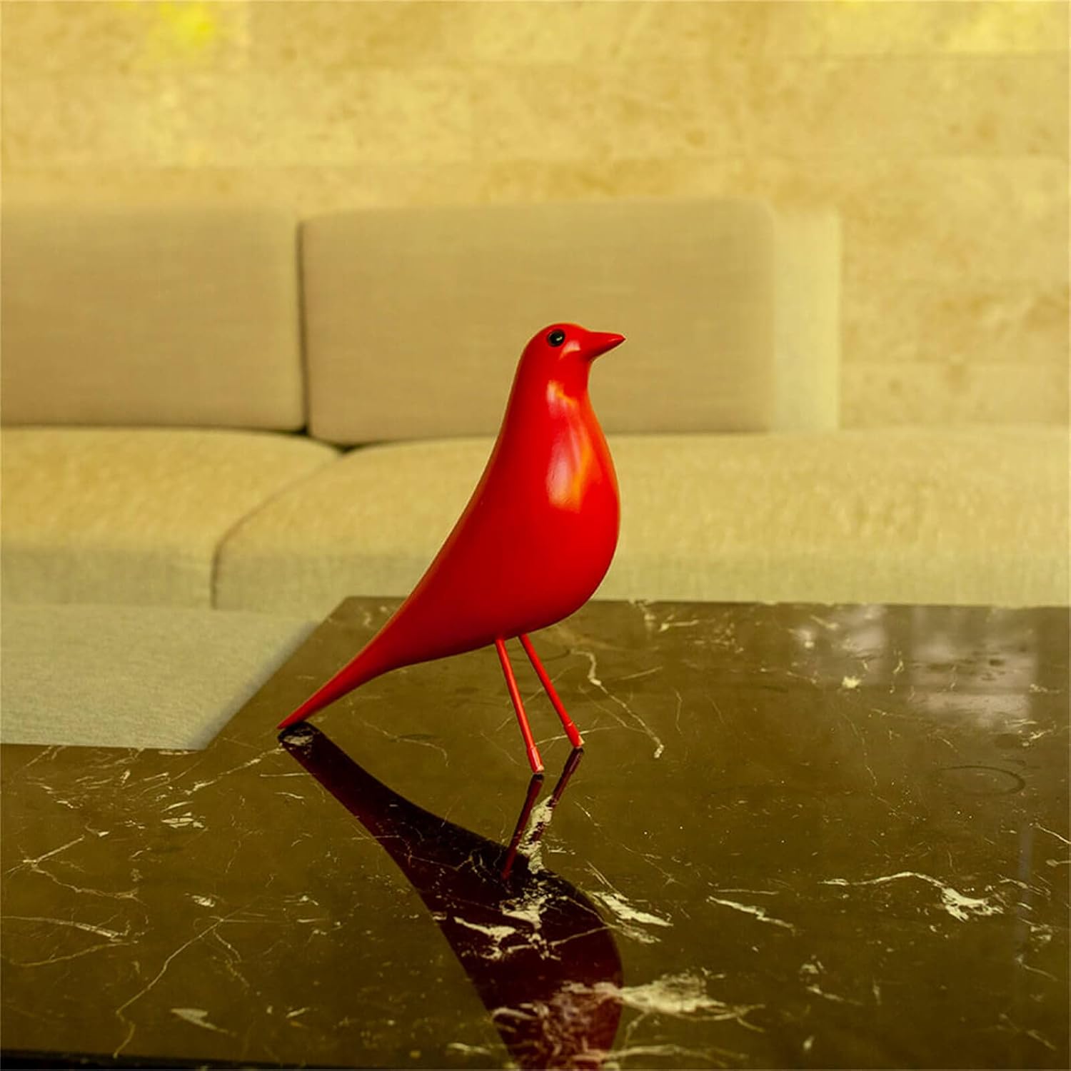 Mid Century House Bird - Sculpture Replica,Mid Century Desk Modern Decor, Pigeon for Desk, Mid Century Decor Statue Red