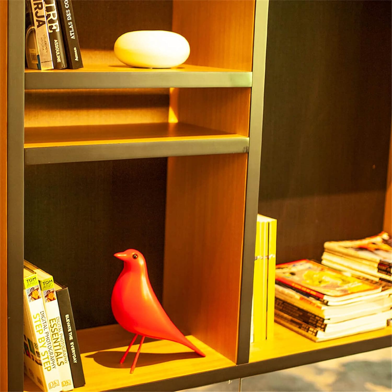 Mid Century House Bird - Sculpture Replica,Mid Century Desk Modern Decor, Pigeon for Desk, Mid Century Decor Statue Red