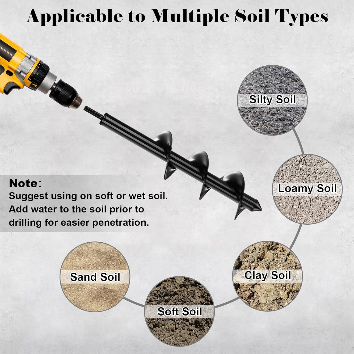 Auger Drill Bit for Planting 1 Pack, 4x12 inch,Auger Drill Bit Suitable for 3/8'' Hex Drill Driver,Garden Spiral Hole and Planter for Bulbs,Fence Posts,and Umbrella Holes
